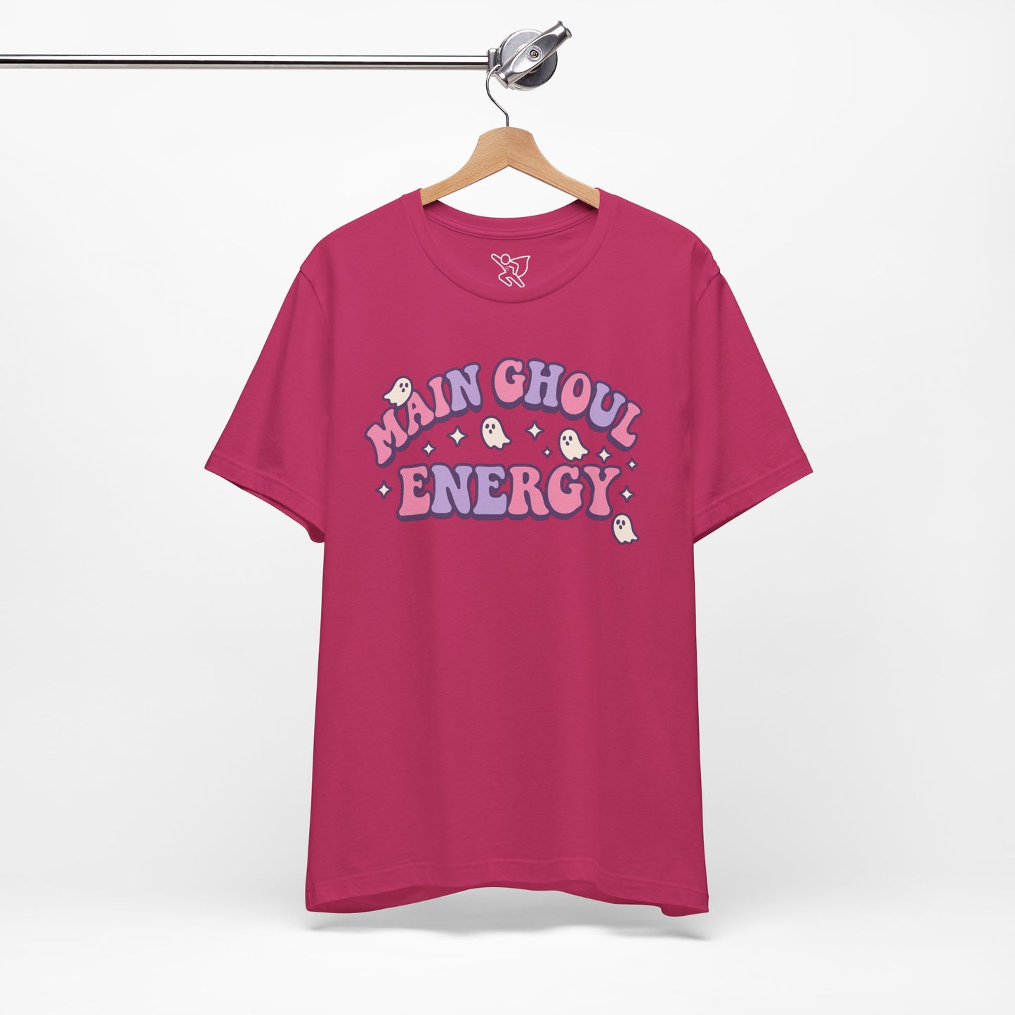 "Main Ghoul Energy" Unisex Short Sleeve T-Shirt, Halloween Party Shirt, Cute Graphic Tee, Gift for Ghost Lovers, Trendy Casual Wear