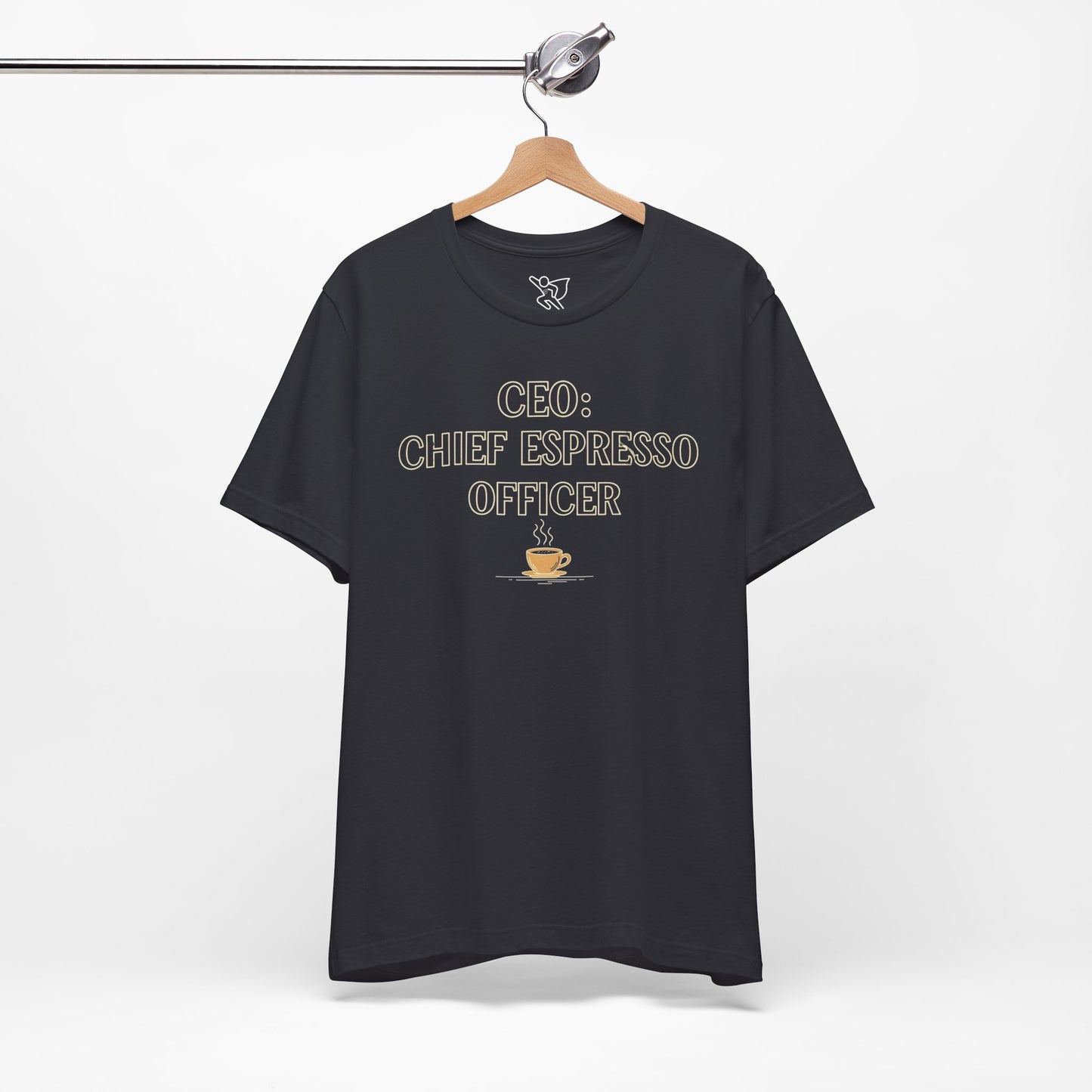 "CEO: Chief Espresso Officer" CW-1 Unisex Jersey T-Shirt for Baristas, Funny Coffee Shirt for Gifts, Perfect for Birthdays, Coffee Shop Outfits