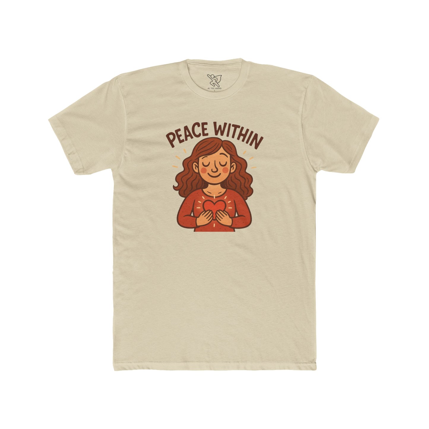 "Peace Within" Unisex Cotton Crew Tee, Relaxed Shirt, Mindfulness Apparel, Gift for Yoga Lovers, Inspirational Clothing - MINDSet Collection