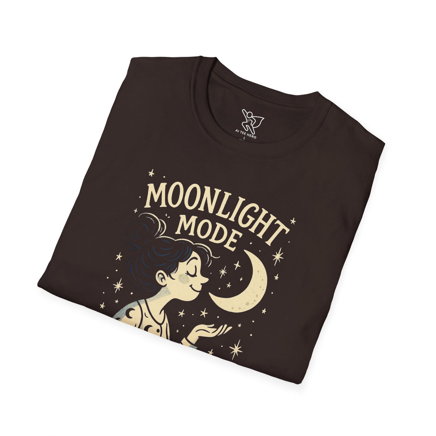 "Moonlight Mode" Unisex T-Shirt - Softstyle, Celestial Apparel, Gift for Dreamers, Astrology Lovers, Casual Wear