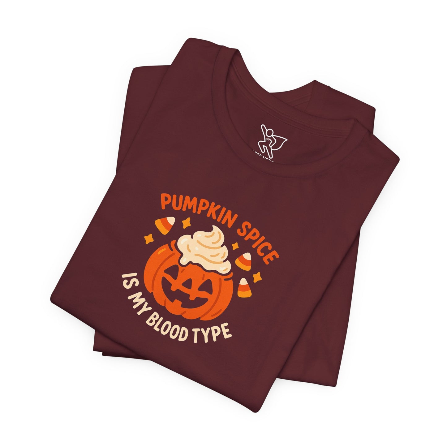 "Pumpkin Spice is My Blood Type" Short Sleeve Tee Fall Fashion, Halloween Shirt, Coffee Lover Gift, Autumn Wardrobe, Seasonal Tee