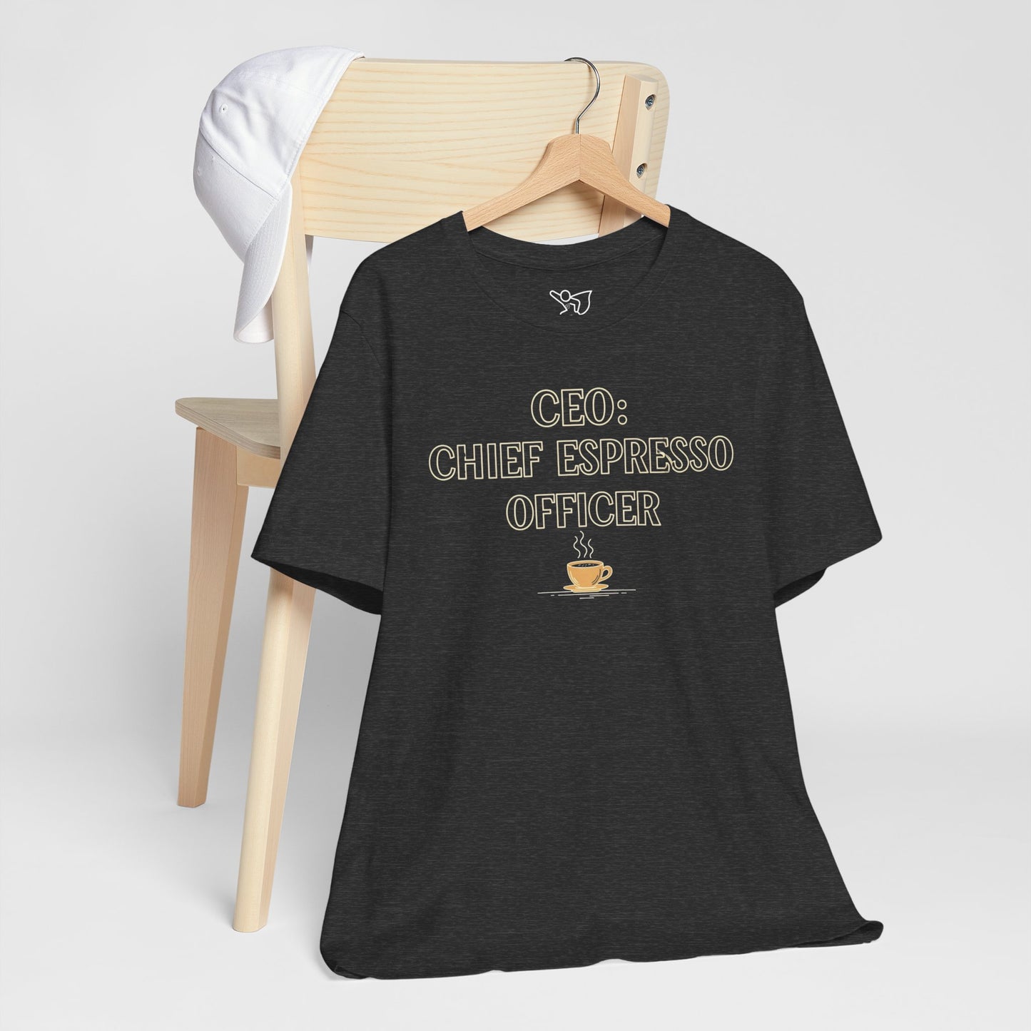 "CEO: Chief Espresso Officer" CW-1 Unisex Jersey T-Shirt for Baristas, Funny Coffee Shirt for Gifts, Perfect for Birthdays, Coffee Shop Outfits