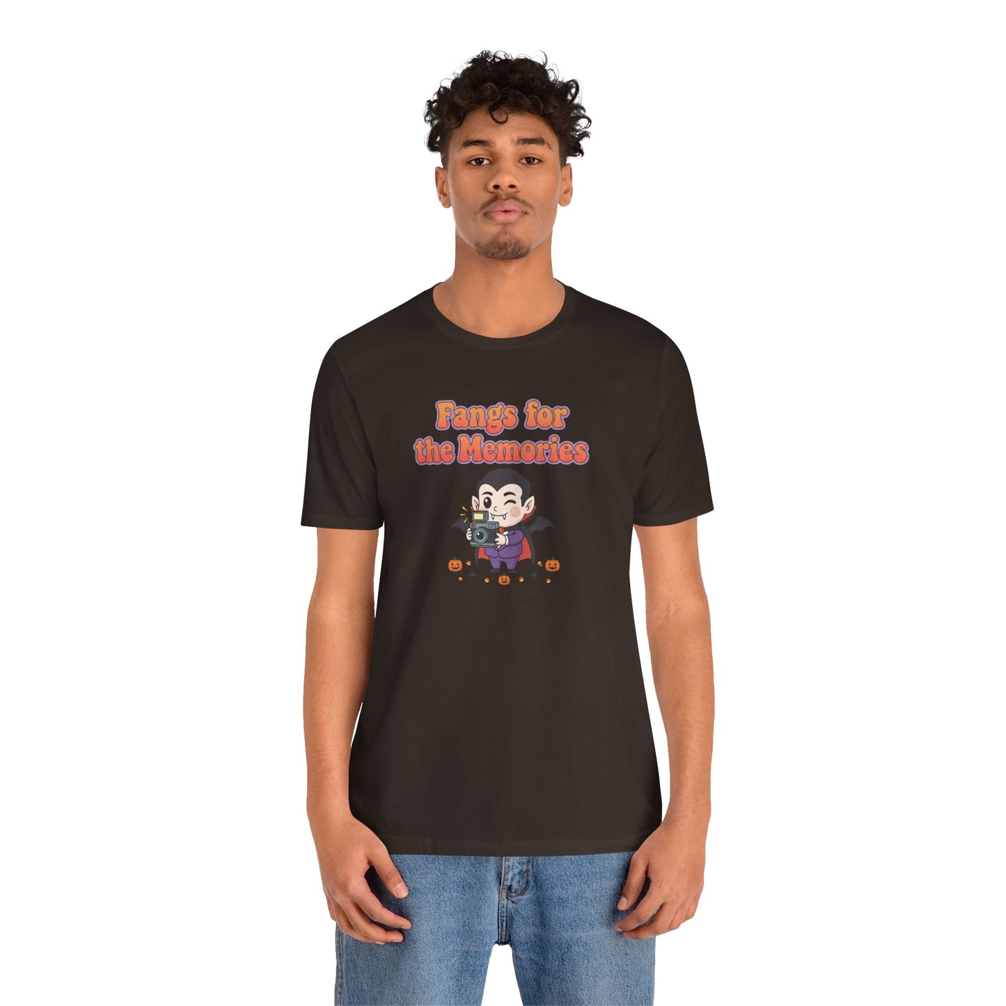 "Fangs for the Memories" Unisex Short Sleeve Shirt, Casual Halloween Outfit, Gift for Spooky Season, Halloween Shirt