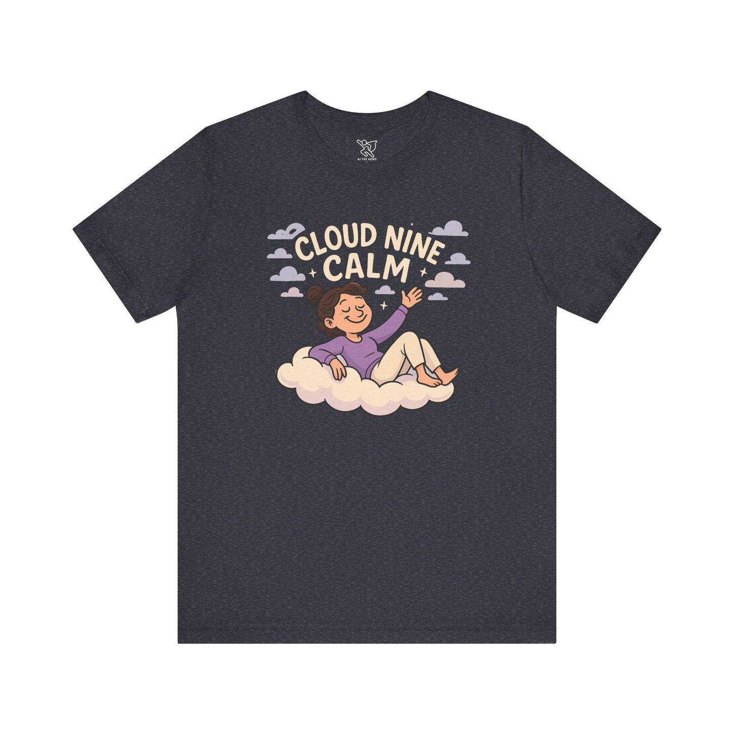 "Cloud Nine Calm" Relaxed Unisex Jersey Short Sleeve T-Shirt, Gift for Mindfulness, Cozy Fashion, Casual Wear, Relaxation Outfit CW-2 Lilac