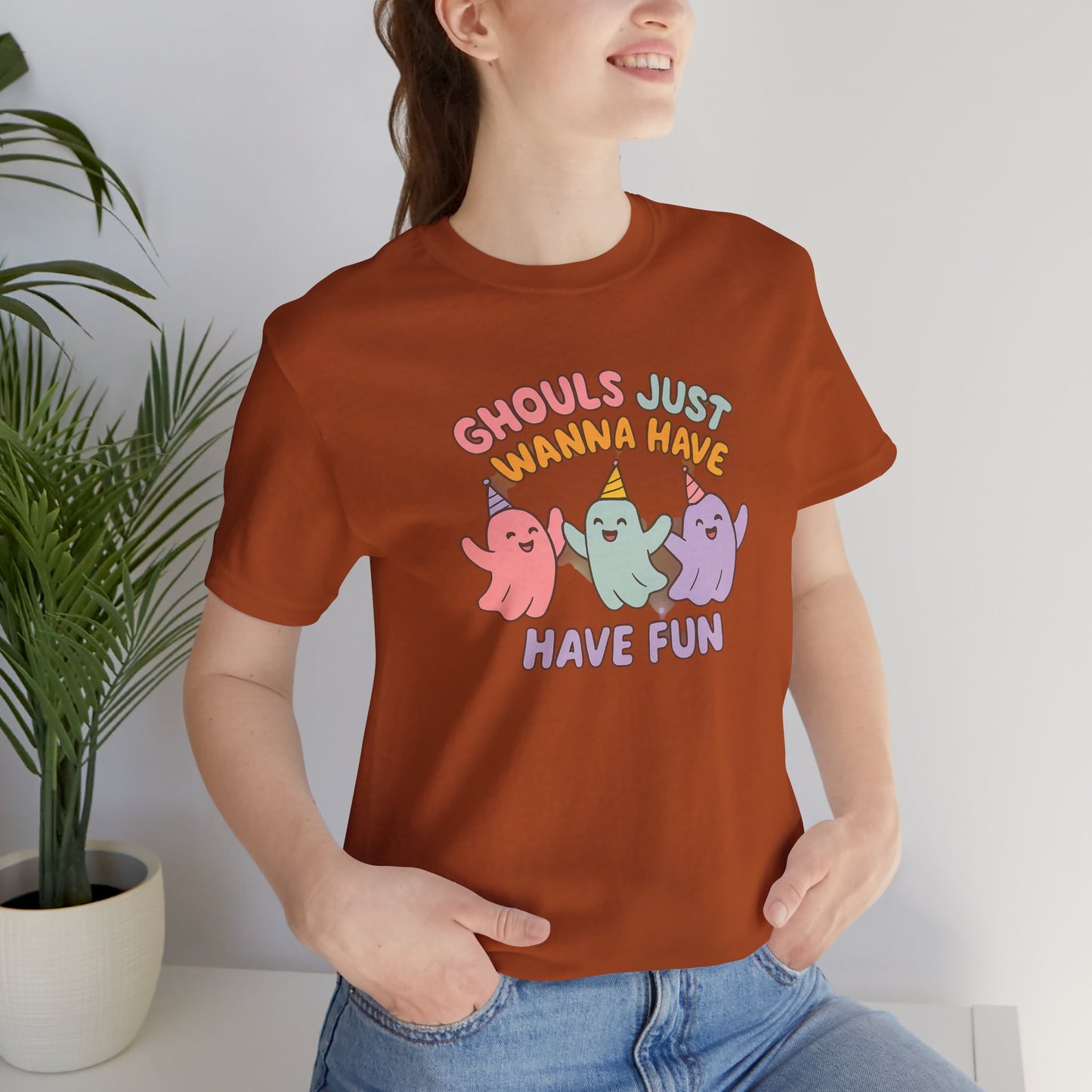 "Ghouls Just Wanna Have Fun" T-Shirt for Halloween, Unisex Graphic Shirt, Cute Ghosts Tee, Casual Wear, Gift for Friends