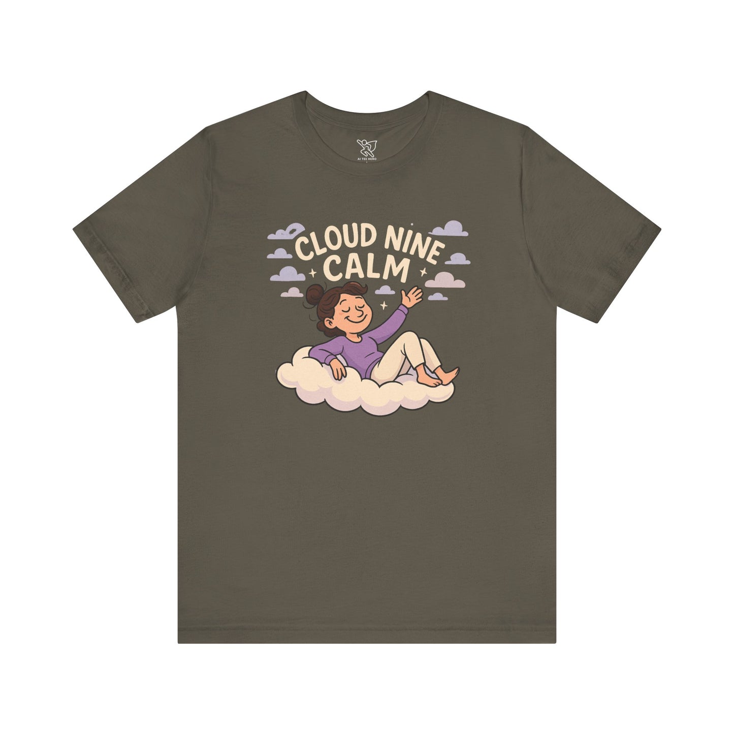 "Cloud Nine Calm" Relaxed Unisex Jersey Short Sleeve T-Shirt, Gift for Mindfulness, Cozy Fashion, Casual Wear, Relaxation Outfit CW-2 Lilac