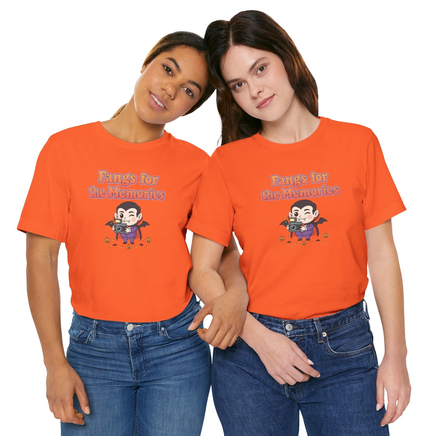 "Fangs for the Memories" Unisex Short Sleeve Shirt, Casual Halloween Outfit, Gift for Spooky Season, Halloween Shirt