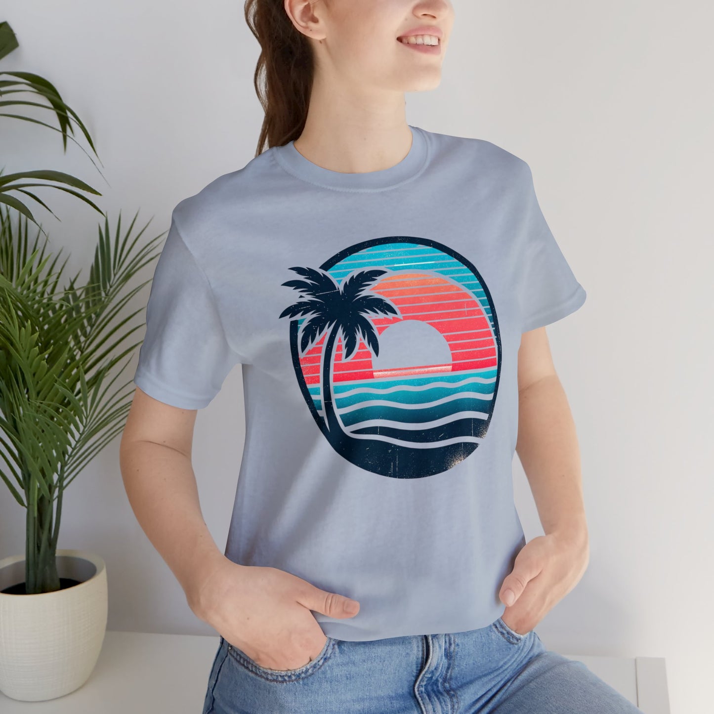 Tropical Sunset Serenity - Short Sleeve Tee - AI Tee Hero