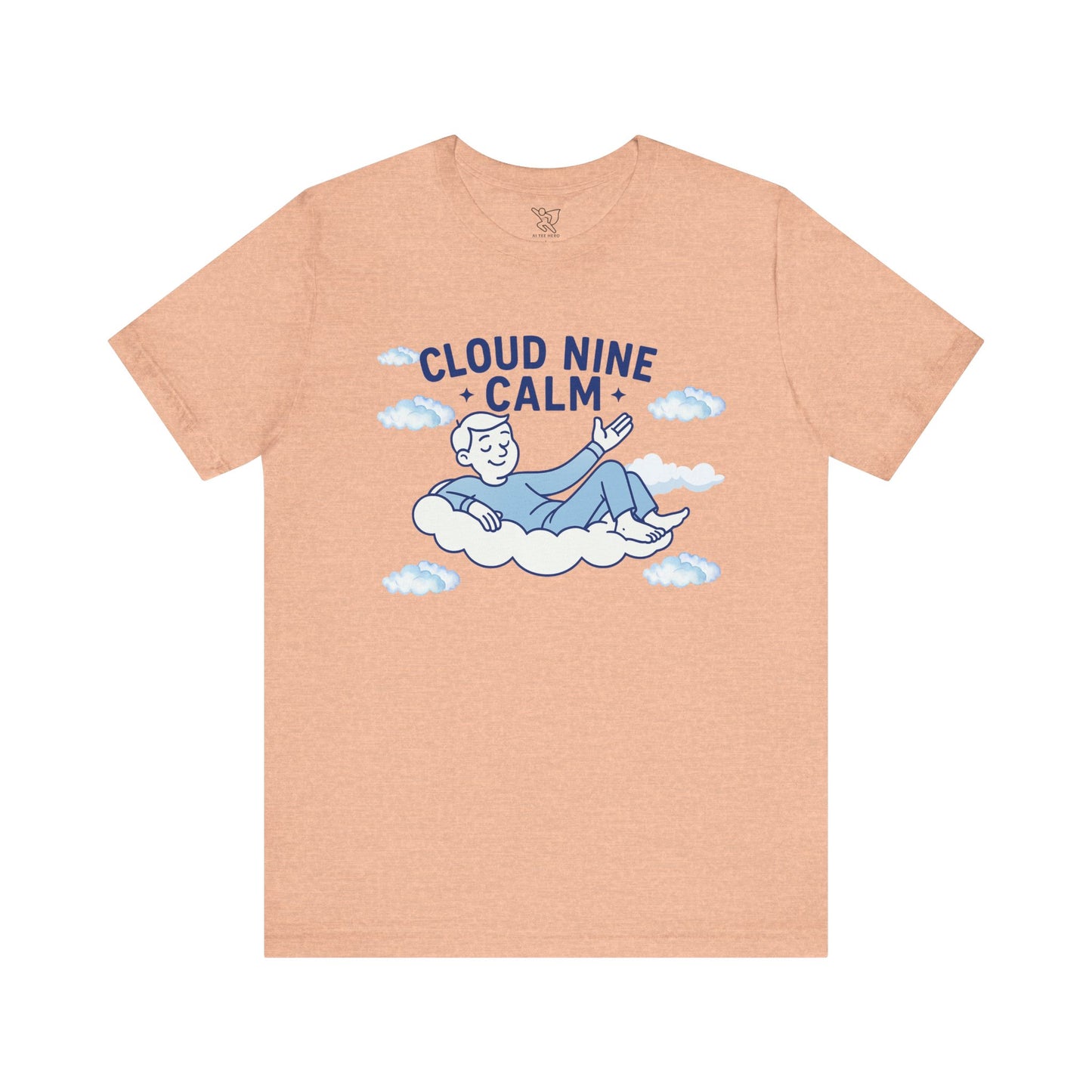 "Cloud Nine Calm" Relaxed Unisex Jersey Short Sleeve T-Shirt, Gift for Mindfulness, Cozy Fashion, Casual Wear, Relaxation Outfit - CW1 Blue