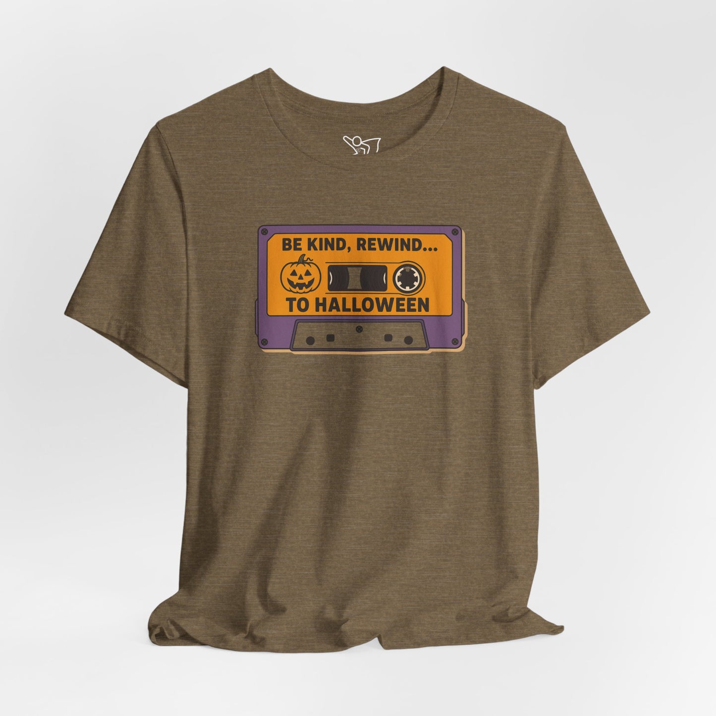 "Be Kind, Rewind to Halloween" T-Shirt, Unisex Casual Wear, Spooky Season Top, Vintage Style Shirt