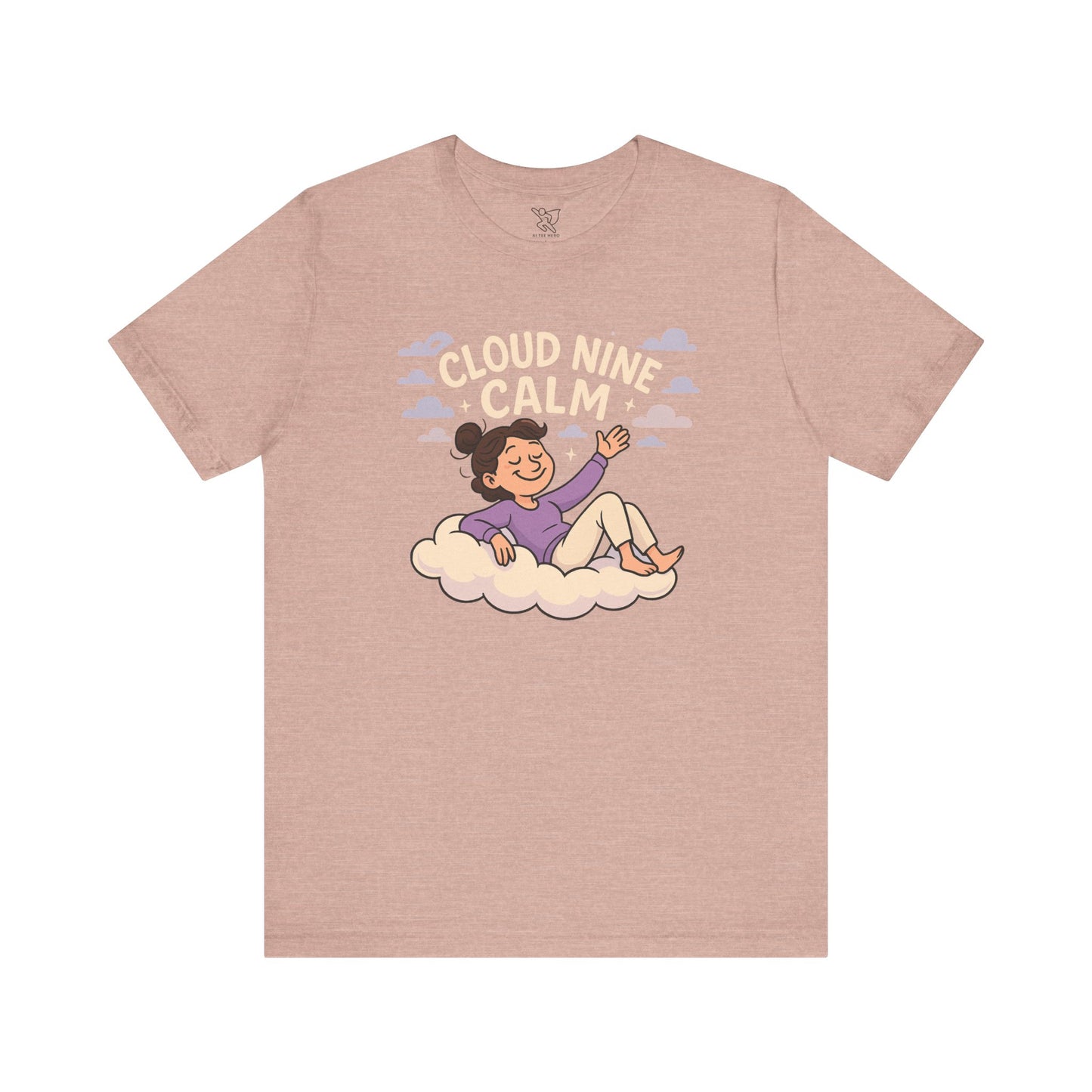 "Cloud Nine Calm" Relaxed Unisex Jersey Short Sleeve T-Shirt, Gift for Mindfulness, Cozy Fashion, Casual Wear, Relaxation Outfit CW-2 Lilac