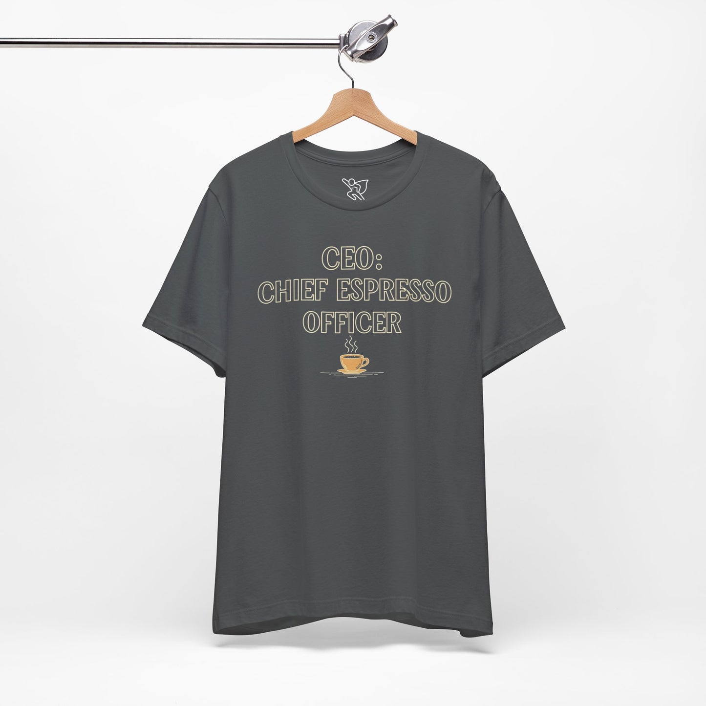 "CEO: Chief Espresso Officer" CW-1 Unisex Jersey T-Shirt for Baristas, Funny Coffee Shirt for Gifts, Perfect for Birthdays, Coffee Shop Outfits