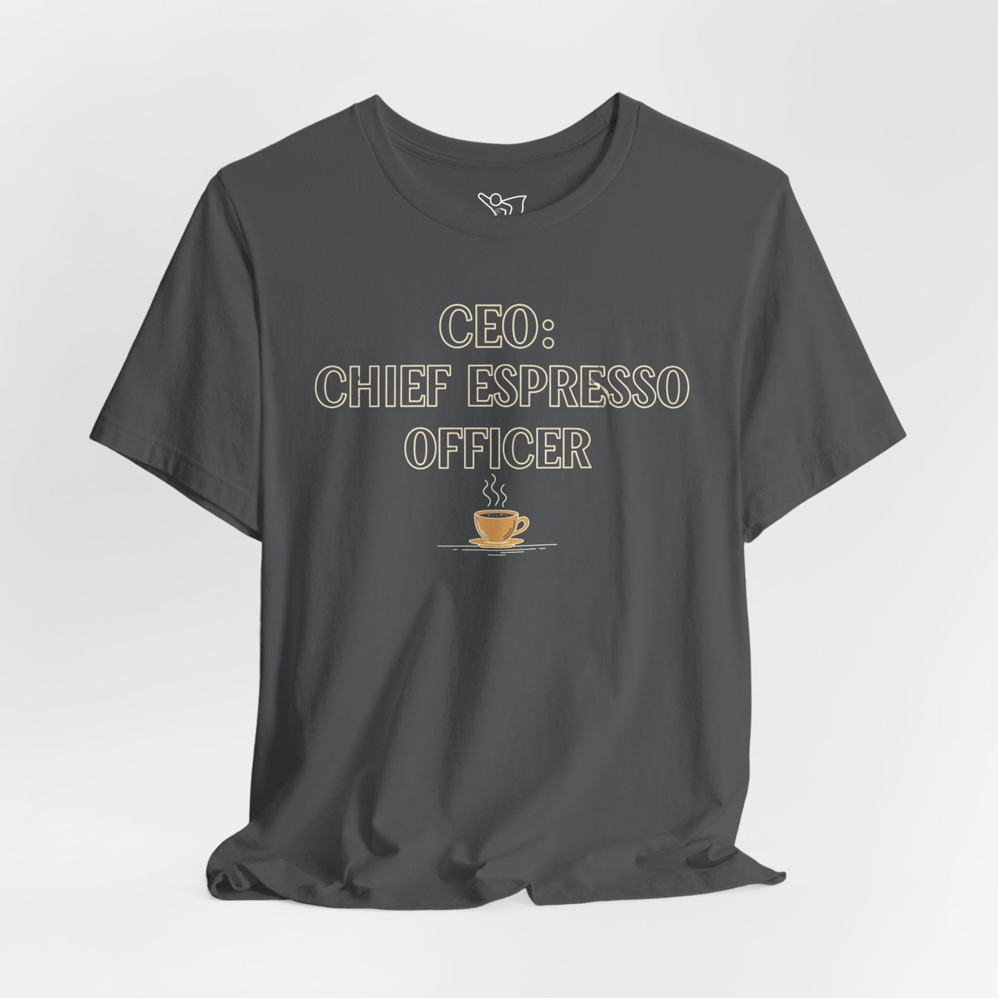"CEO: Chief Espresso Officer" CW-1 Unisex Jersey T-Shirt for Baristas, Funny Coffee Shirt for Gifts, Perfect for Birthdays, Coffee Shop Outfits