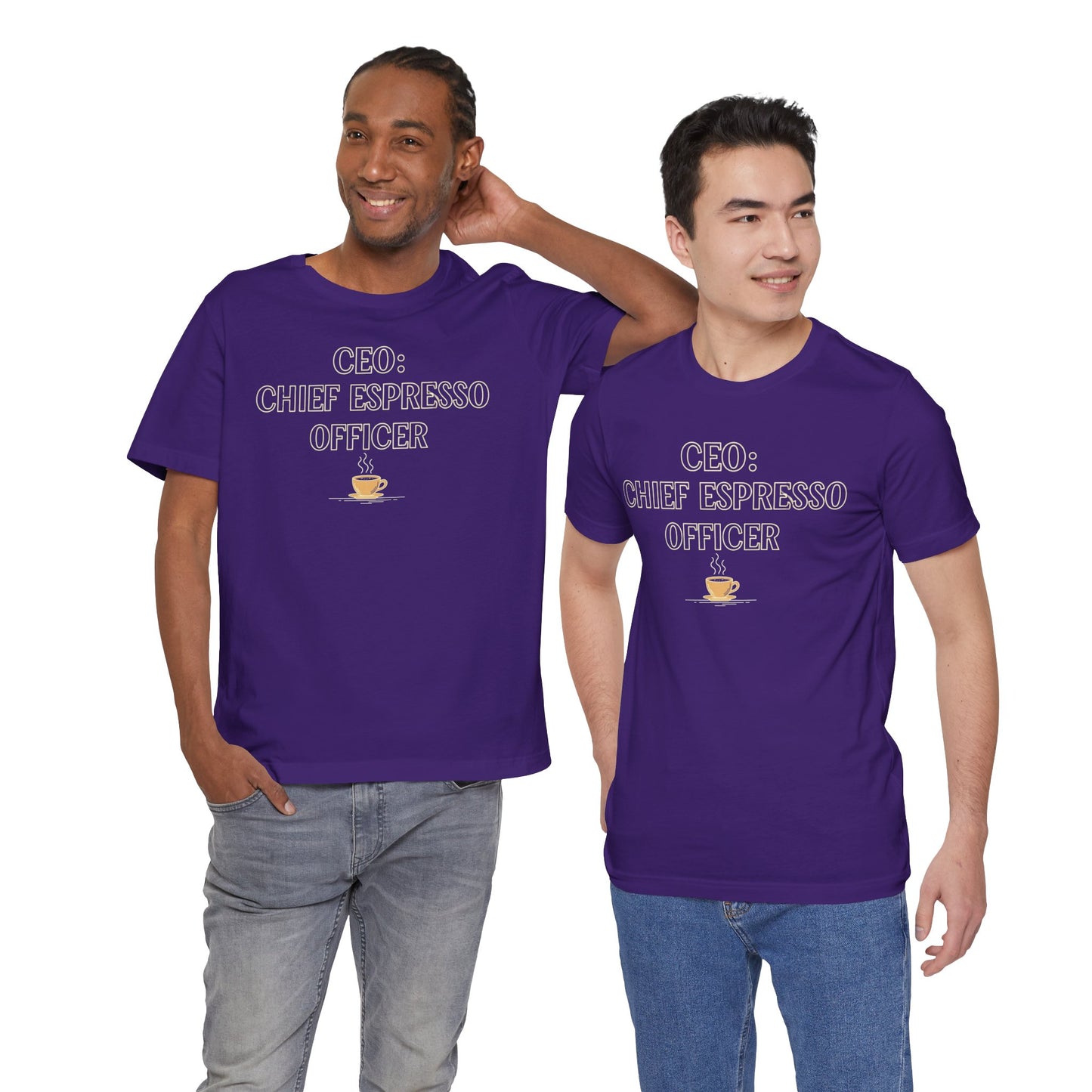 "CEO: Chief Espresso Officer" CW-1 Unisex Jersey T-Shirt for Baristas, Funny Coffee Shirt for Gifts, Perfect for Birthdays, Coffee Shop Outfits