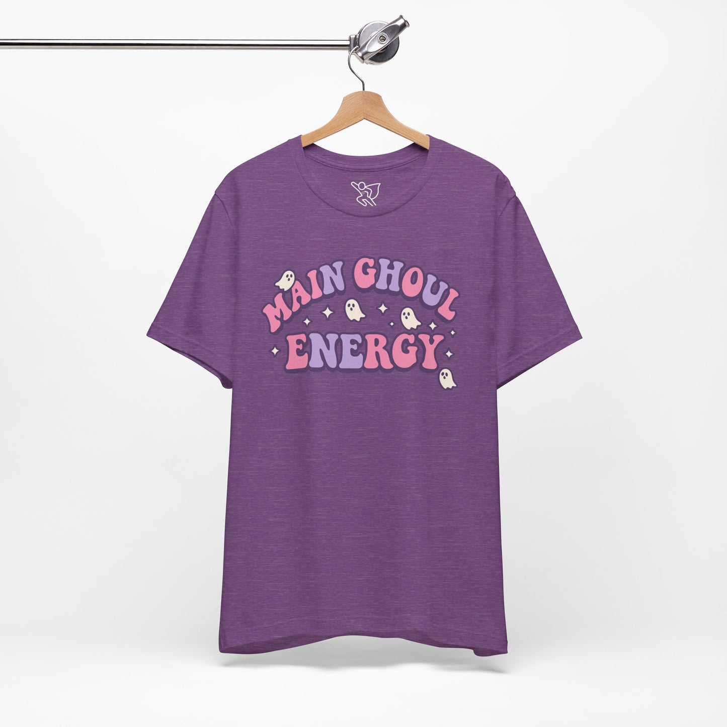 "Main Ghoul Energy" Unisex Short Sleeve T-Shirt, Halloween Party Shirt, Cute Graphic Tee, Gift for Ghost Lovers, Trendy Casual Wear