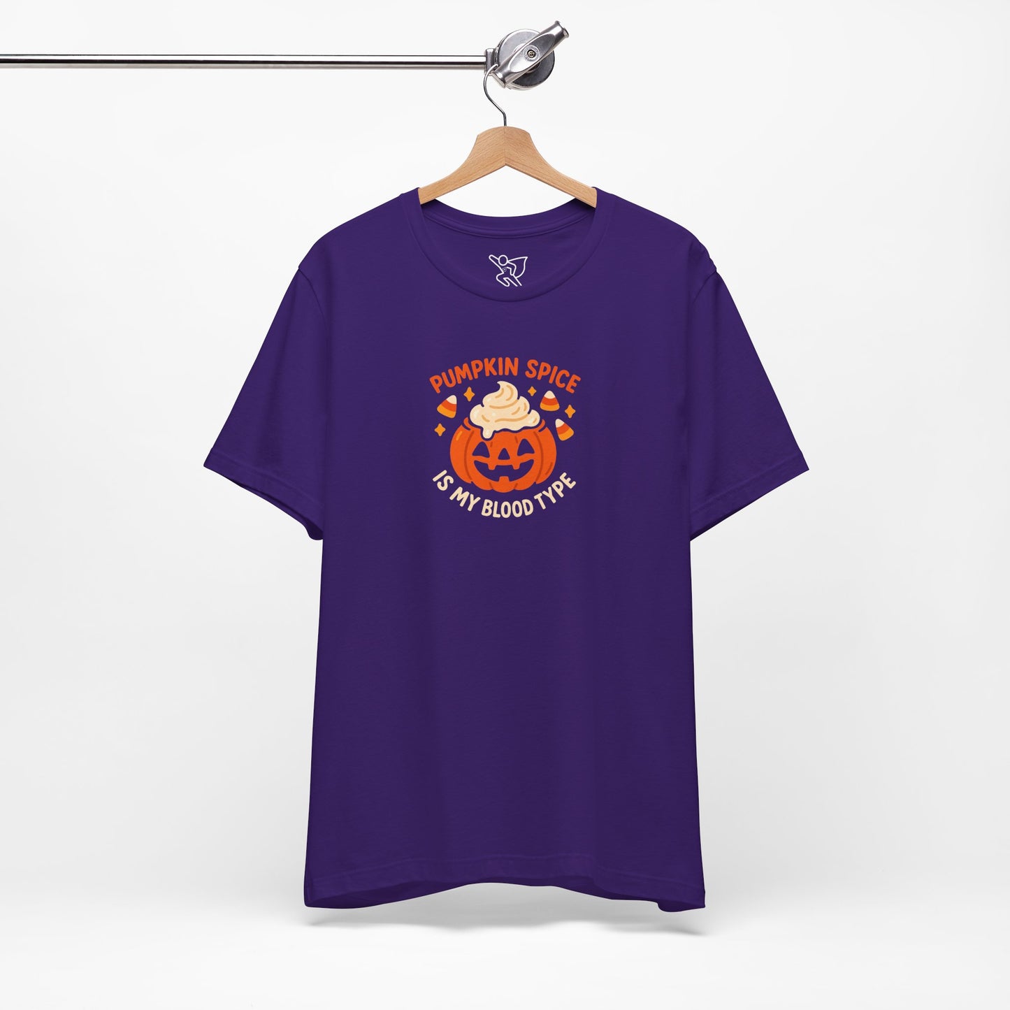 "Pumpkin Spice is My Blood Type" Short Sleeve Tee Fall Fashion, Halloween Shirt, Coffee Lover Gift, Autumn Wardrobe, Seasonal Tee