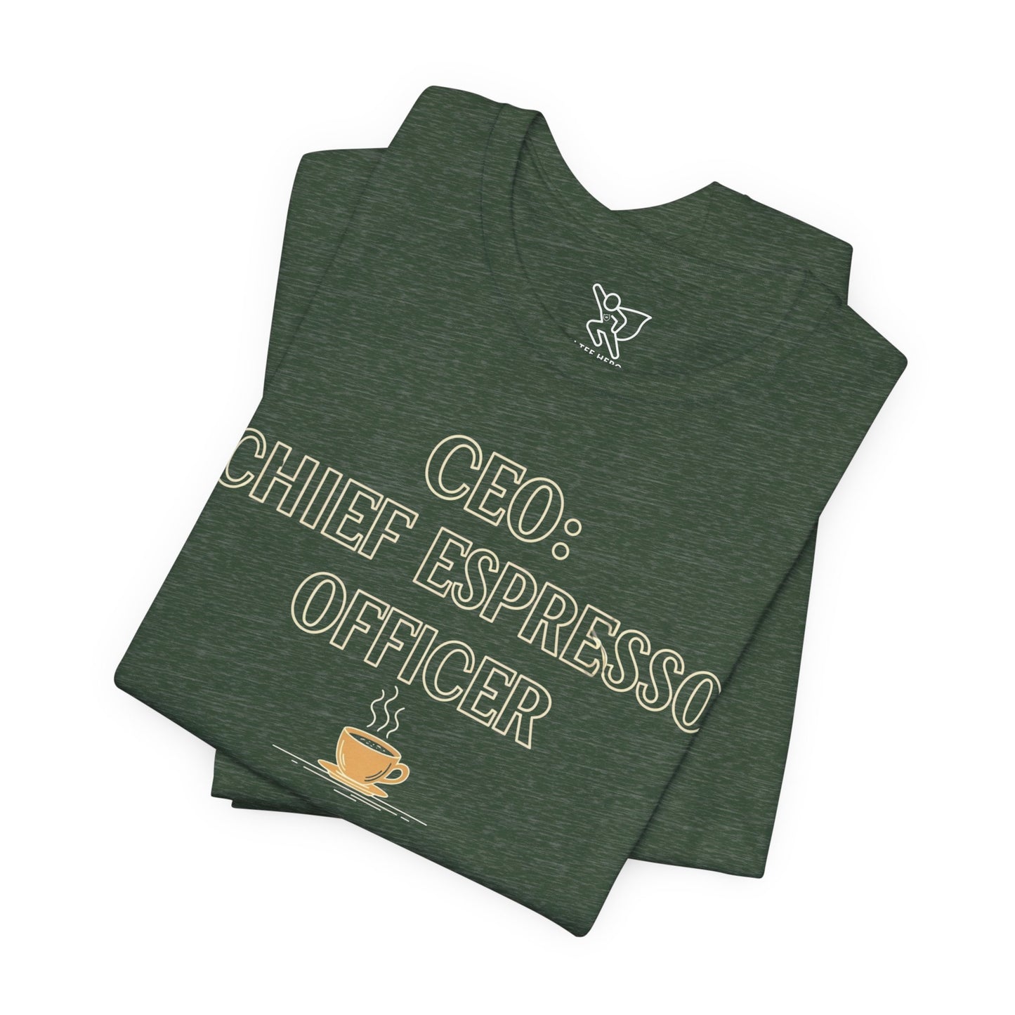 "CEO: Chief Espresso Officer" CW-1 Unisex Jersey T-Shirt for Baristas, Funny Coffee Shirt for Gifts, Perfect for Birthdays, Coffee Shop Outfits
