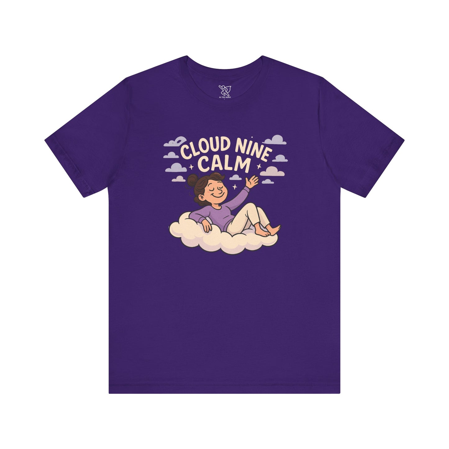 "Cloud Nine Calm" Relaxed Unisex Jersey Short Sleeve T-Shirt, Gift for Mindfulness, Cozy Fashion, Casual Wear, Relaxation Outfit CW-2 Lilac