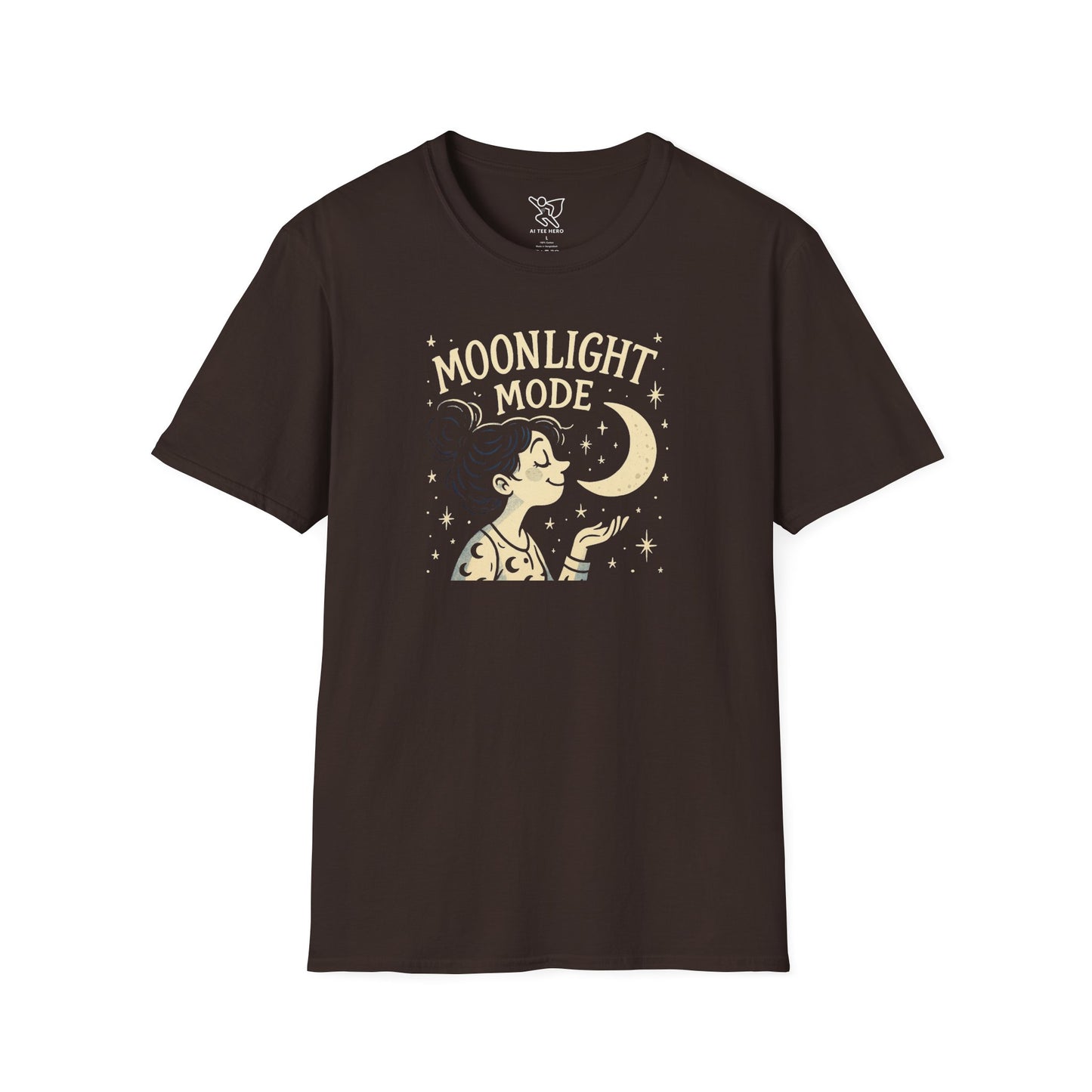 "Moonlight Mode" Unisex T-Shirt - Softstyle, Celestial Apparel, Gift for Dreamers, Astrology Lovers, Casual Wear