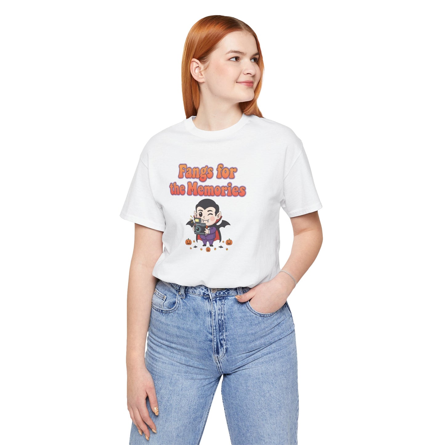 "Fangs for the Memories" Unisex Short Sleeve Shirt, Casual Halloween Outfit, Gift for Spooky Season, Halloween Shirt