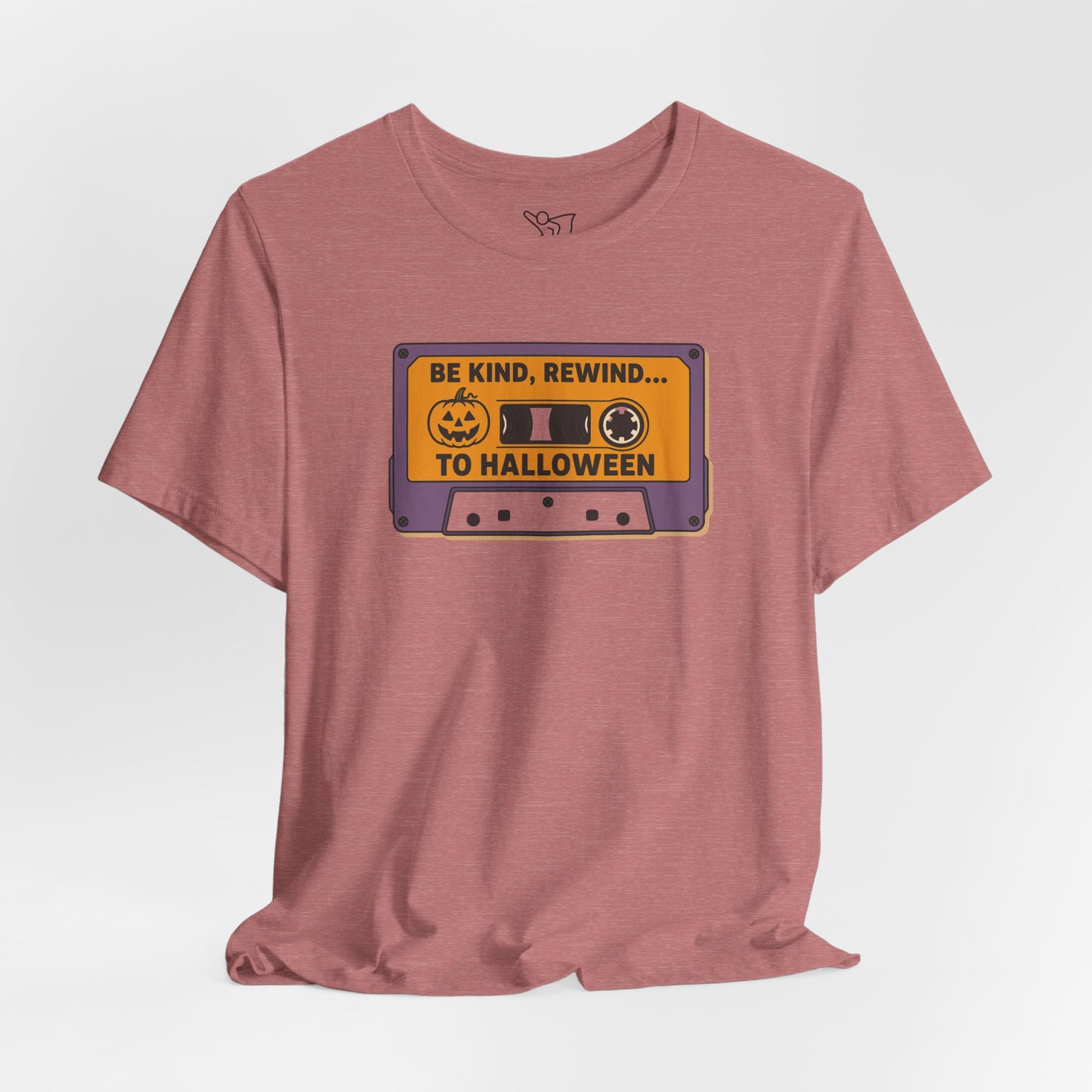 "Be Kind, Rewind to Halloween" T-Shirt, Unisex Casual Wear, Spooky Season Top, Vintage Style Shirt