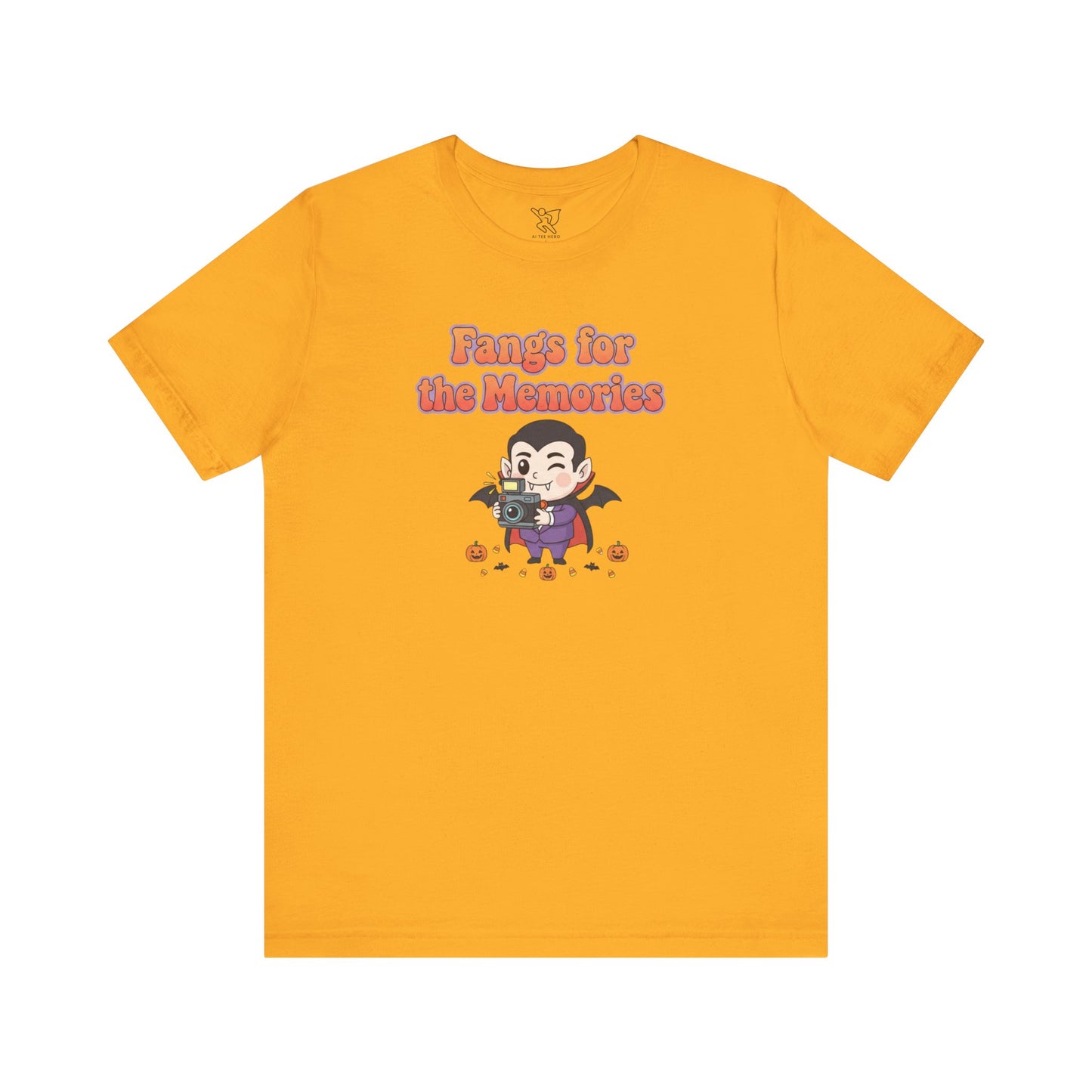 "Fangs for the Memories" Unisex Short Sleeve Shirt, Casual Halloween Outfit, Gift for Spooky Season, Halloween Shirt