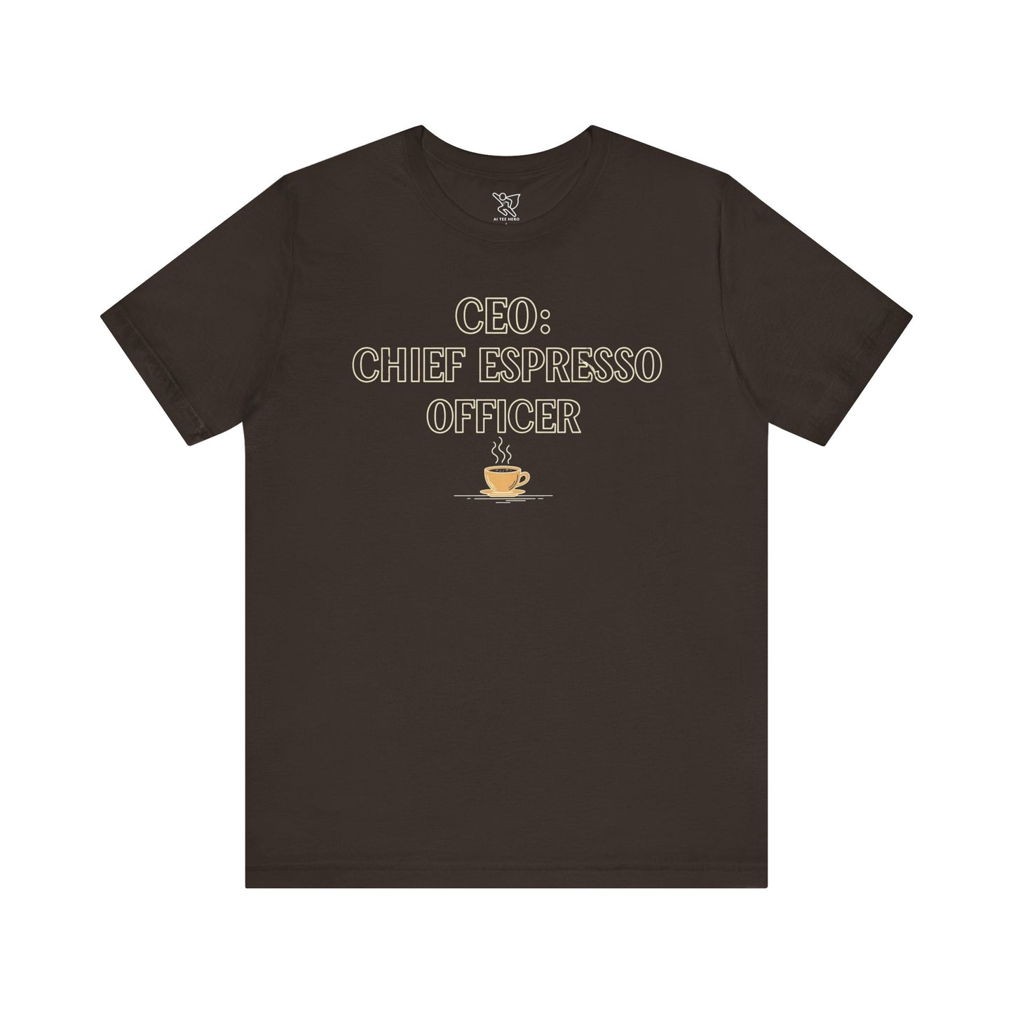 "CEO: Chief Espresso Officer" CW-1 Unisex Jersey T-Shirt for Baristas, Funny Coffee Shirt for Gifts, Perfect for Birthdays, Coffee Shop Outfits