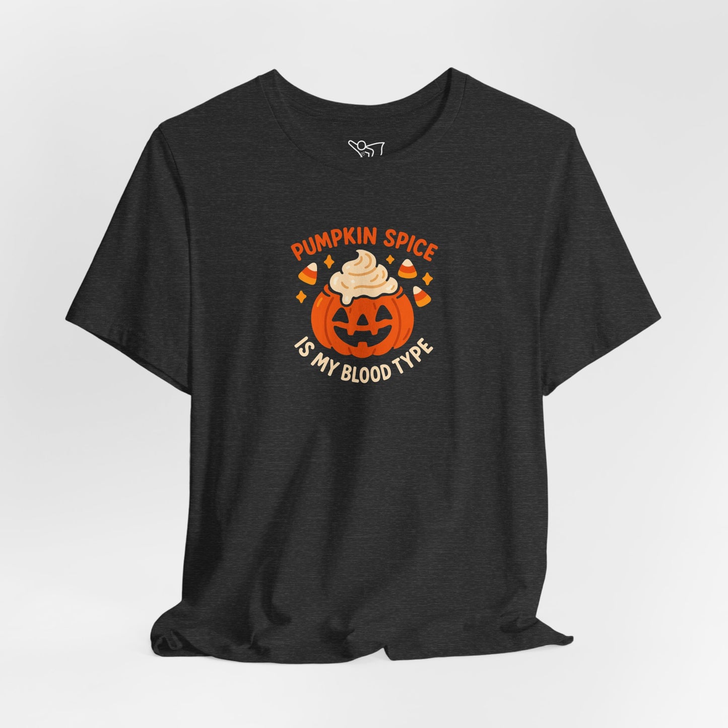 "Pumpkin Spice is My Blood Type" Short Sleeve Tee Fall Fashion, Halloween Shirt, Coffee Lover Gift, Autumn Wardrobe, Seasonal Tee