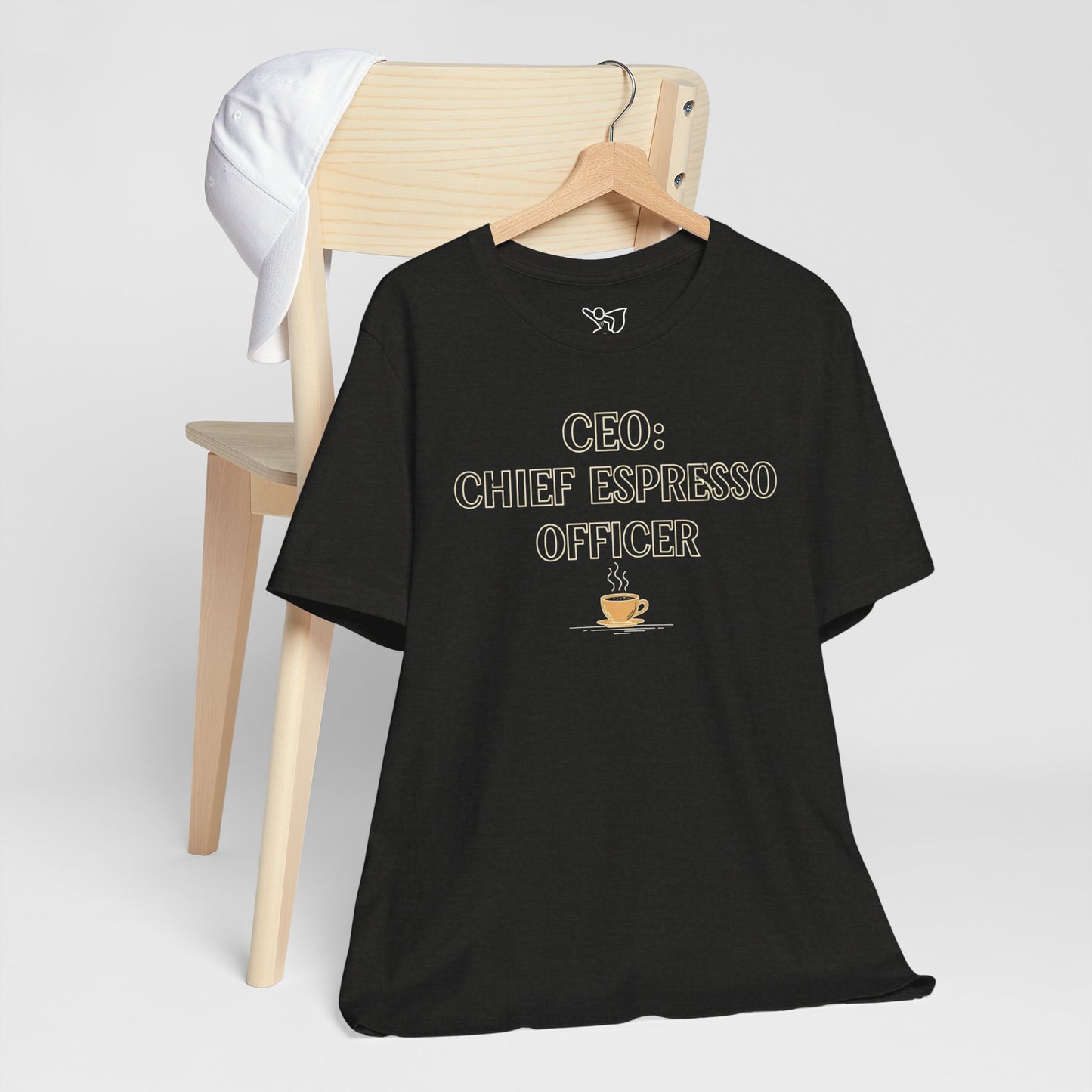 "CEO: Chief Espresso Officer" CW-1 Unisex Jersey T-Shirt for Baristas, Funny Coffee Shirt for Gifts, Perfect for Birthdays, Coffee Shop Outfits