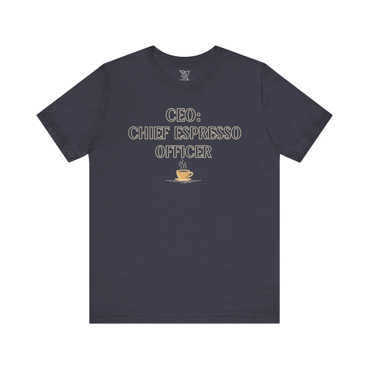 "CEO: Chief Espresso Officer" CW-1 Unisex Jersey T-Shirt for Baristas, Funny Coffee Shirt for Gifts, Perfect for Birthdays, Coffee Shop Outfits