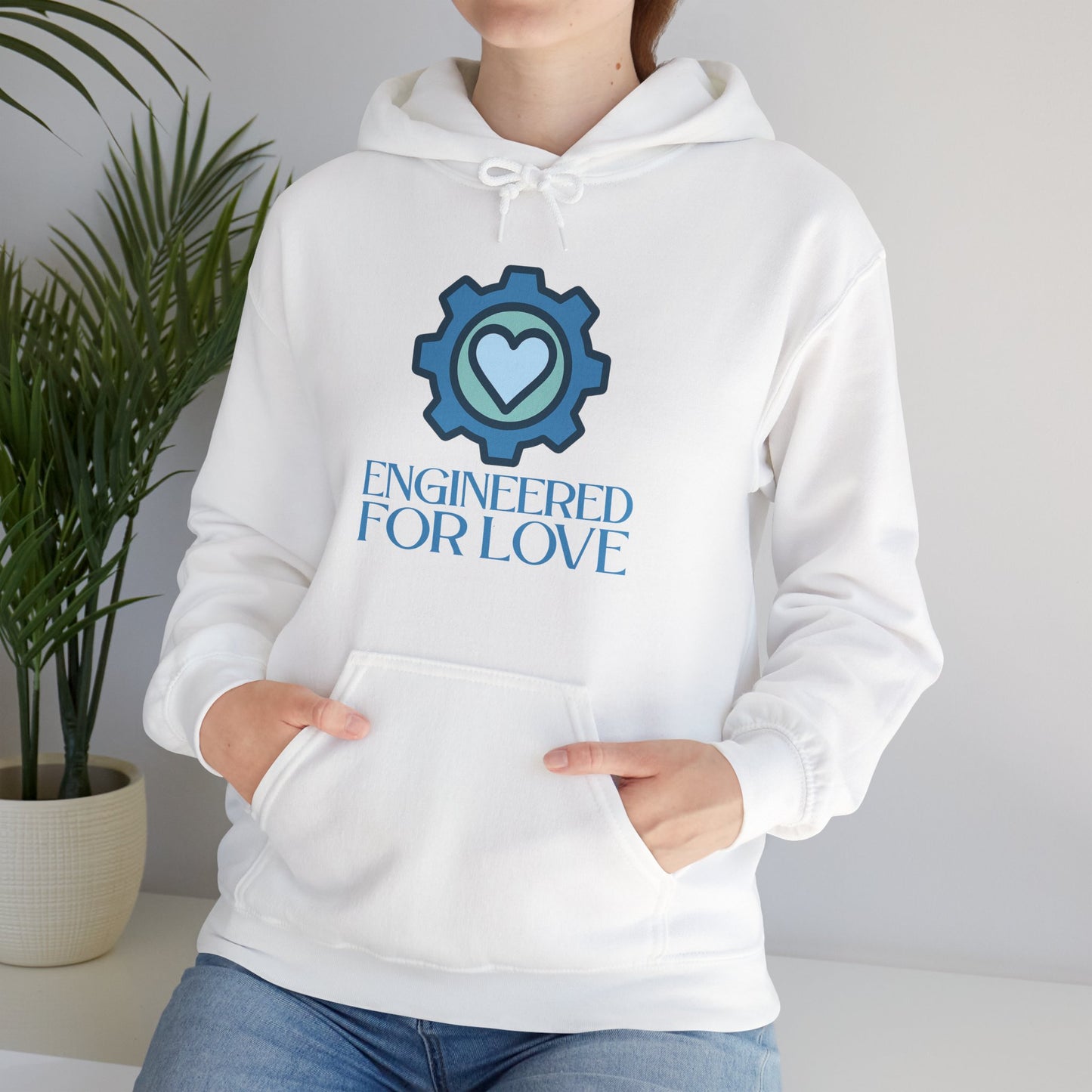 "Engineered for Love" Hoodie Cozy Unisex Sweatshirt, Perfect Gift for Engineers, Valentine's Day, Casual Wear, Birthday Present CW-2 Blue