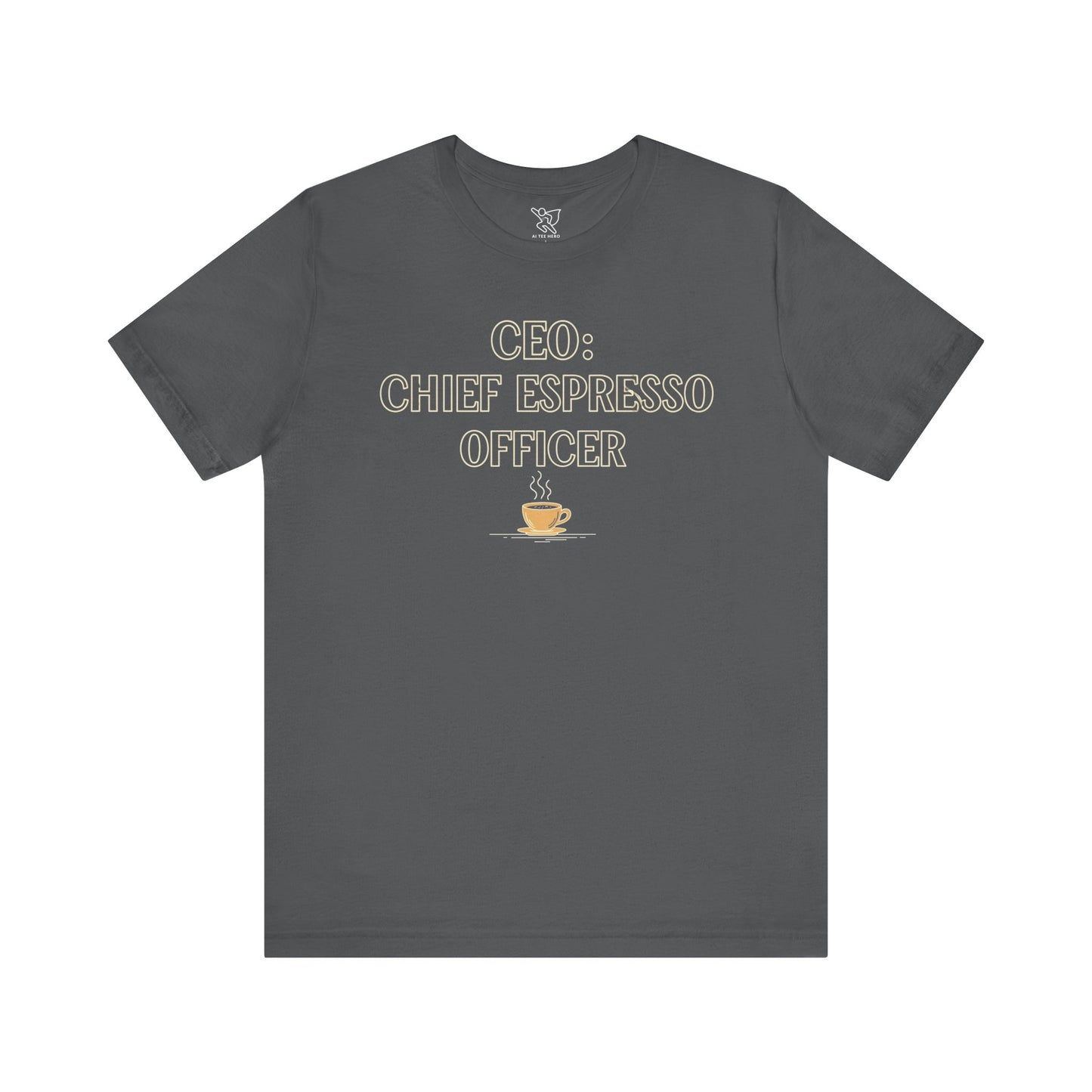 "CEO: Chief Espresso Officer" CW-1 Unisex Jersey T-Shirt for Baristas, Funny Coffee Shirt for Gifts, Perfect for Birthdays, Coffee Shop Outfits