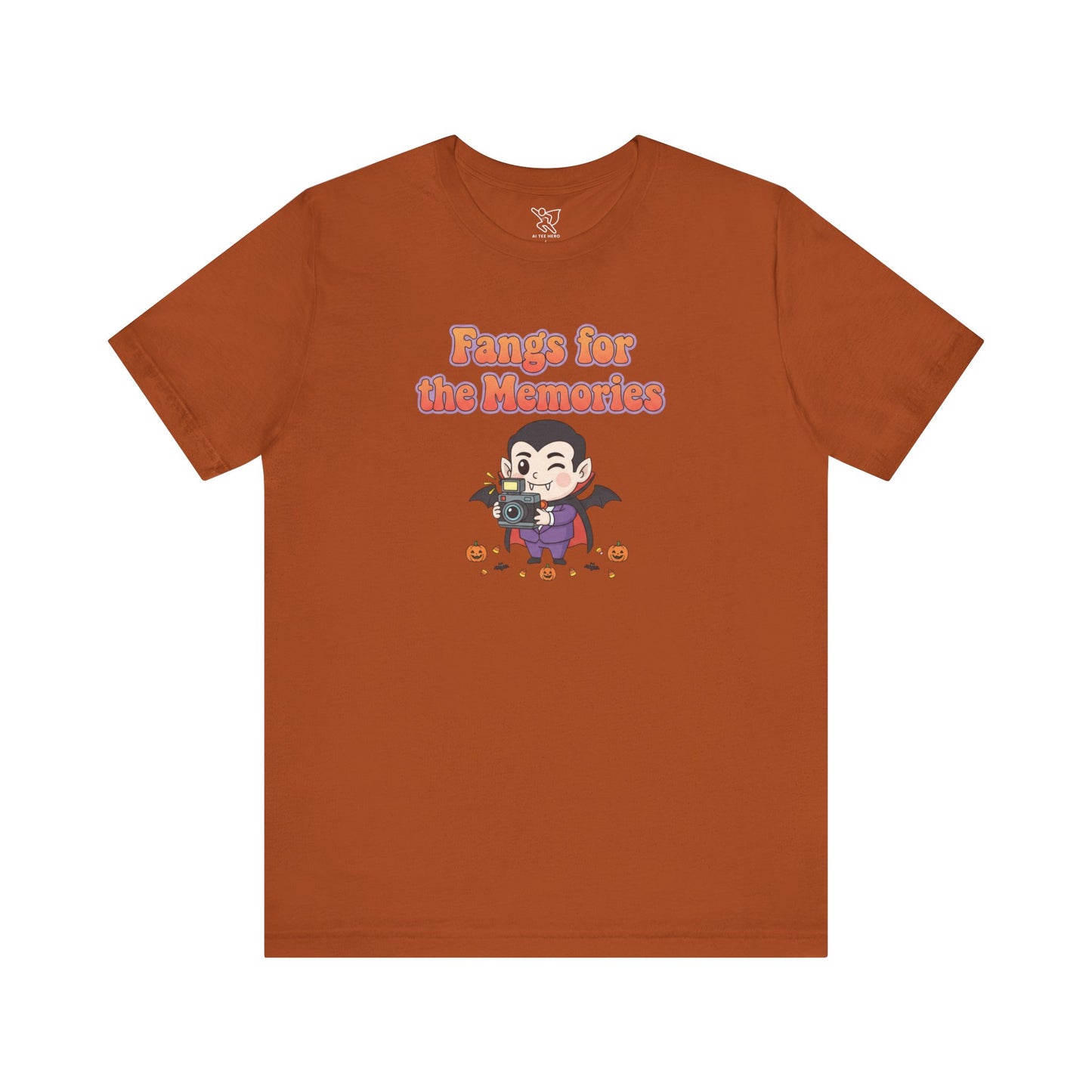 "Fangs for the Memories" Unisex Short Sleeve Shirt, Casual Halloween Outfit, Gift for Spooky Season, Halloween Shirt