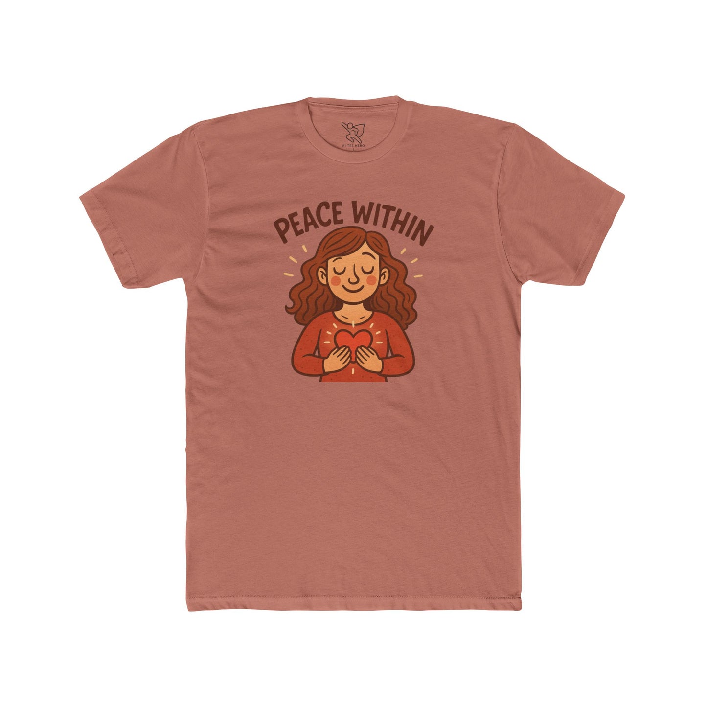 "Peace Within" Unisex Cotton Crew Tee, Relaxed Shirt, Mindfulness Apparel, Gift for Yoga Lovers, Inspirational Clothing - MINDSet Collection