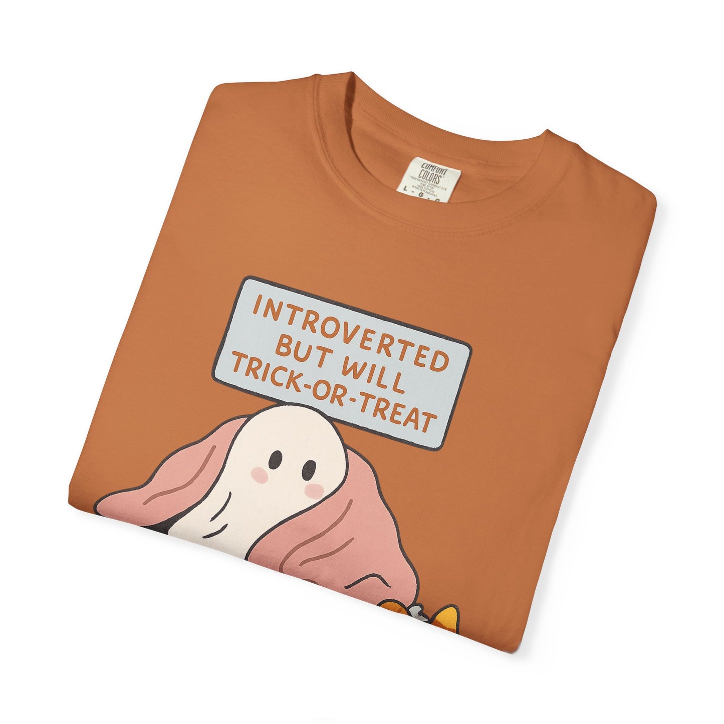 "Introverted But Will Trick or Treat" Unisex Halloween Tee, Funny Trick-or-Treat Shirt, Spooky Season Apparel, Gift for Introverts