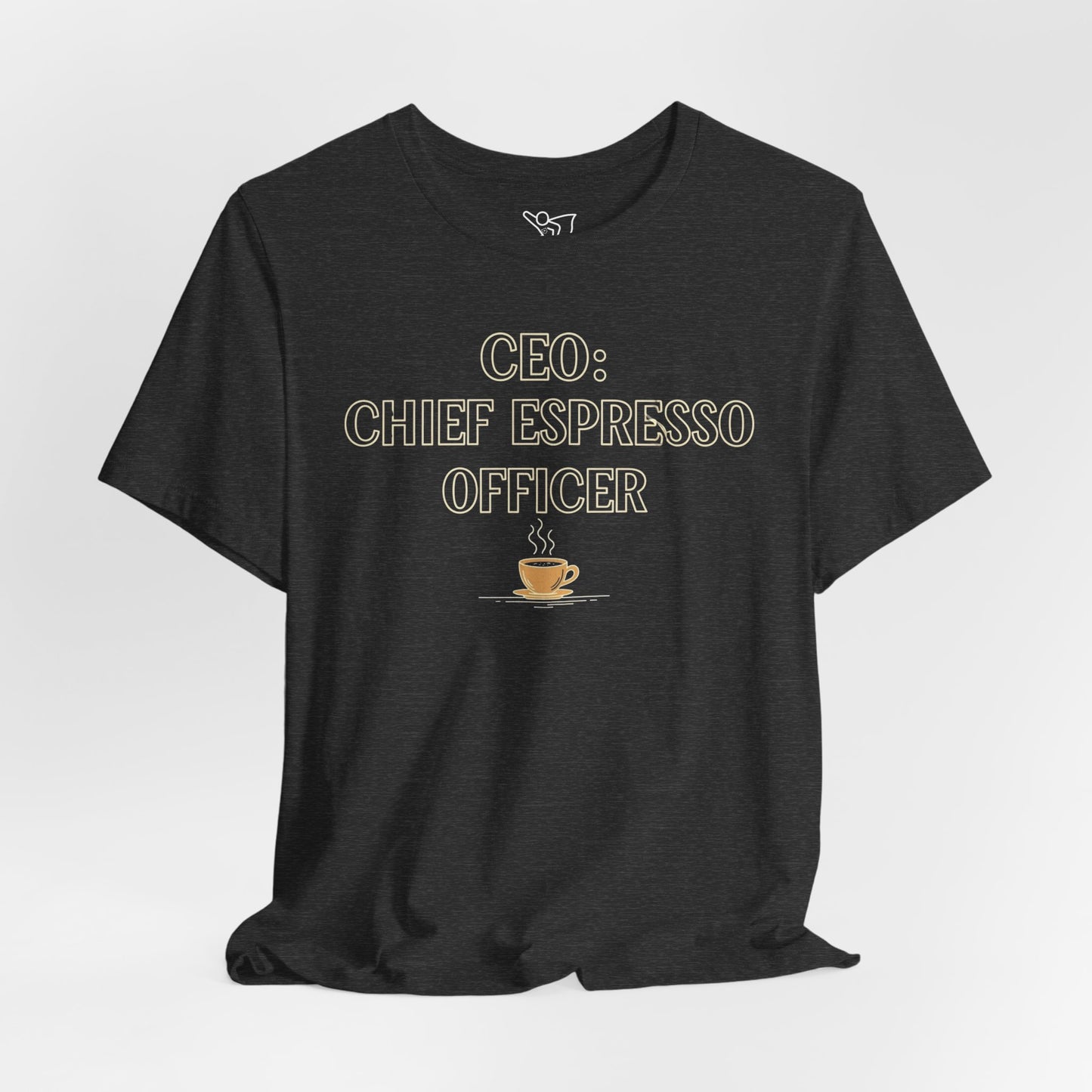 "CEO: Chief Espresso Officer" CW-1 Unisex Jersey T-Shirt for Baristas, Funny Coffee Shirt for Gifts, Perfect for Birthdays, Coffee Shop Outfits