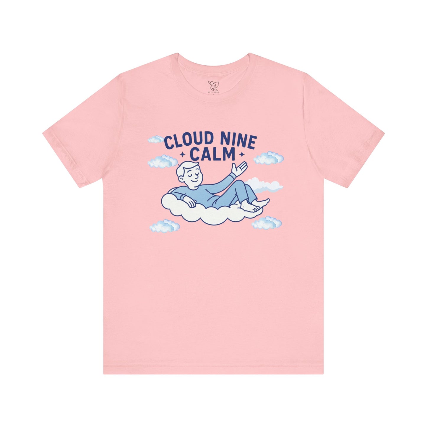 "Cloud Nine Calm" Relaxed Unisex Jersey Short Sleeve T-Shirt, Gift for Mindfulness, Cozy Fashion, Casual Wear, Relaxation Outfit - CW1 Blue