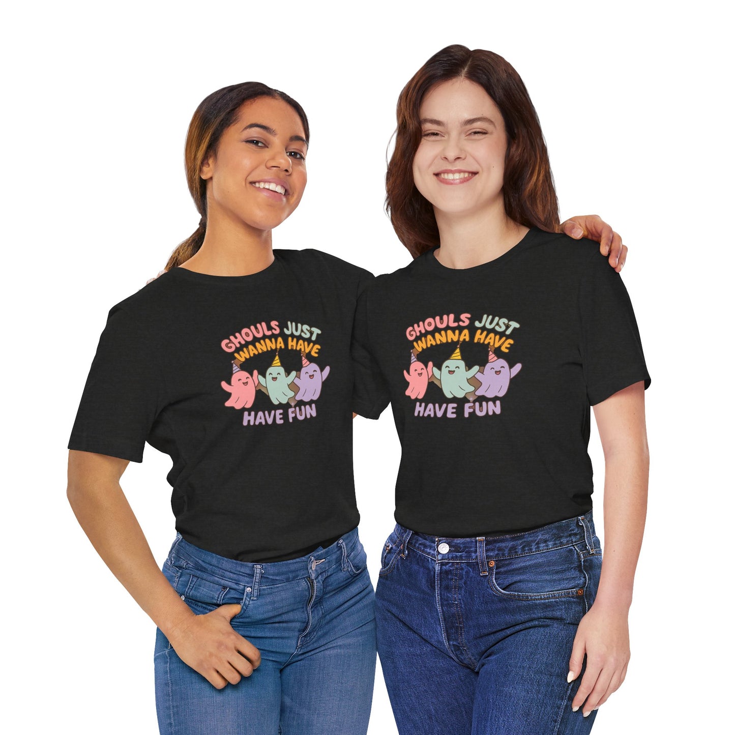 "Ghouls Just Wanna Have Fun" T-Shirt for Halloween, Unisex Graphic Shirt, Cute Ghosts Tee, Casual Wear, Gift for Friends