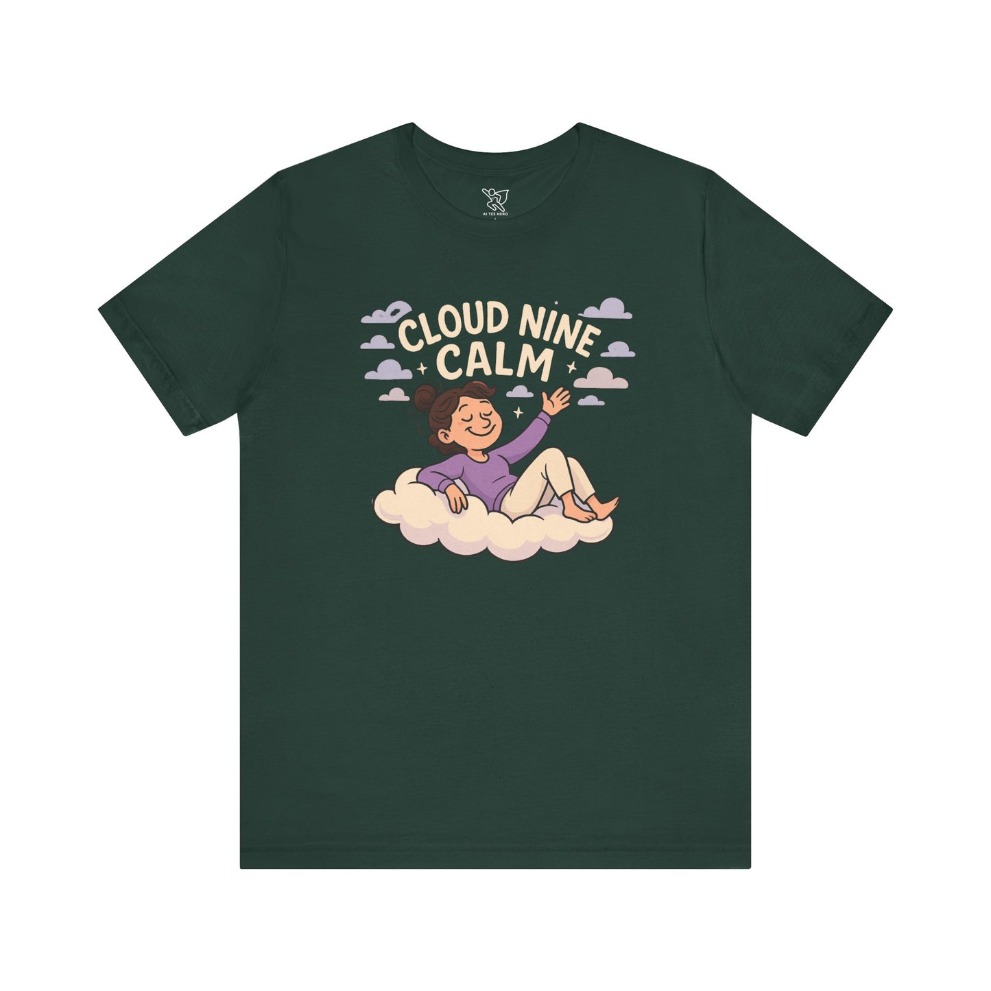 "Cloud Nine Calm" Relaxed Unisex Jersey Short Sleeve T-Shirt, Gift for Mindfulness, Cozy Fashion, Casual Wear, Relaxation Outfit CW-2 Lilac