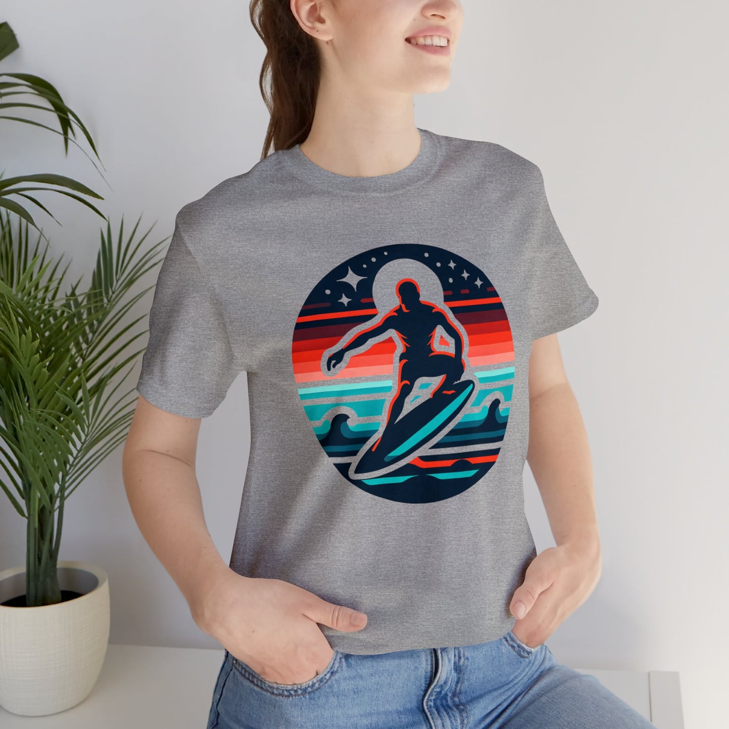 Cosmic Surfer's Escape - Short Sleeve Tee - AI Tee Hero