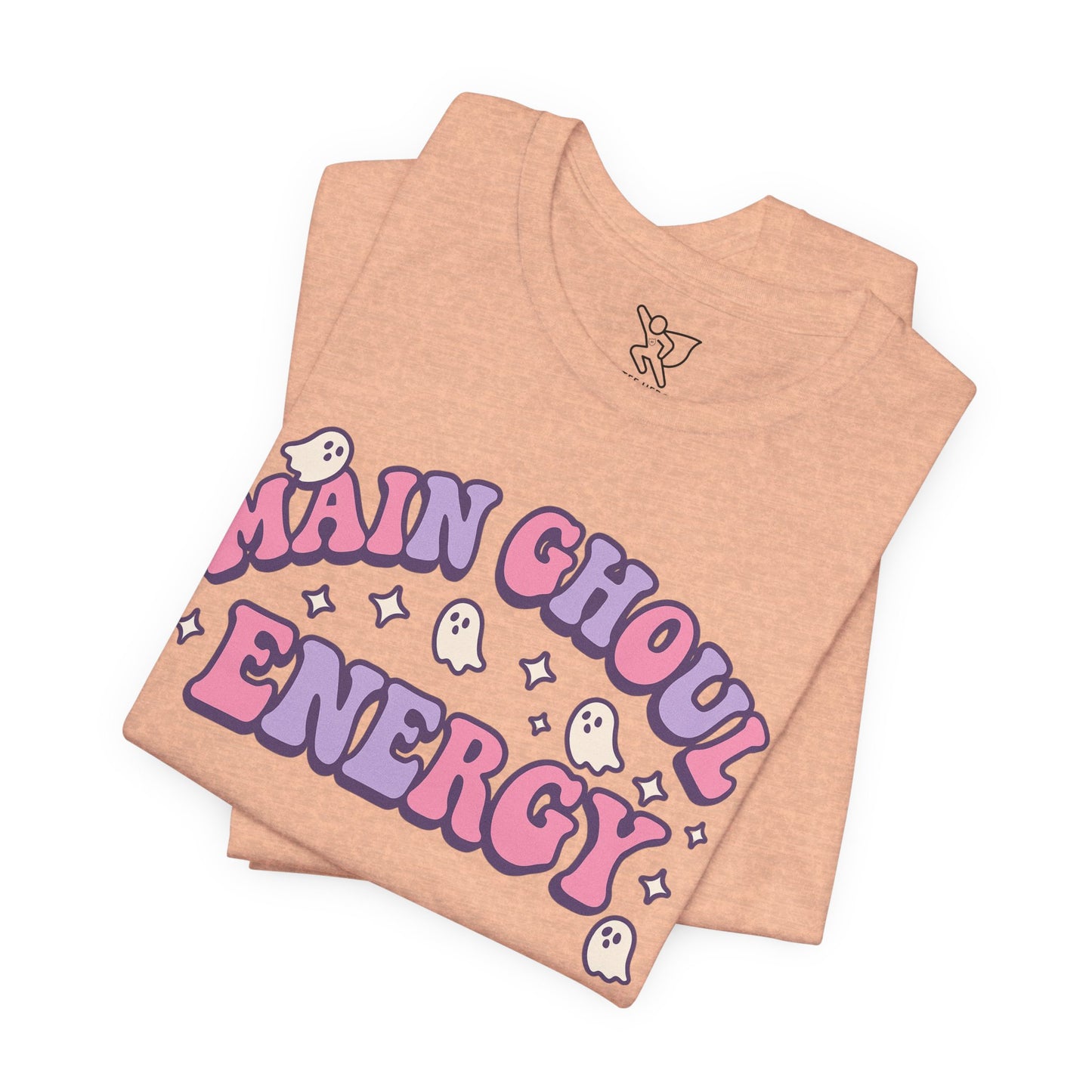"Main Ghoul Energy" Unisex Short Sleeve T-Shirt, Halloween Party Shirt, Cute Graphic Tee, Gift for Ghost Lovers, Trendy Casual Wear