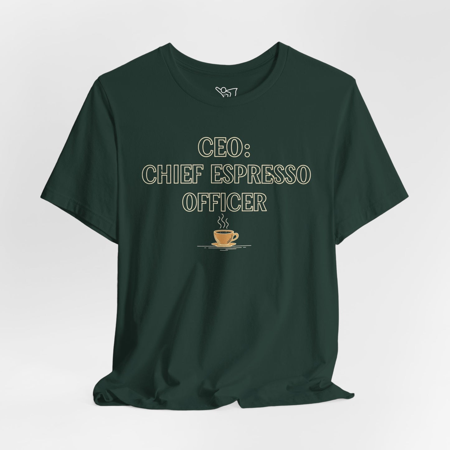 "CEO: Chief Espresso Officer" CW-1 Unisex Jersey T-Shirt for Baristas, Funny Coffee Shirt for Gifts, Perfect for Birthdays, Coffee Shop Outfits