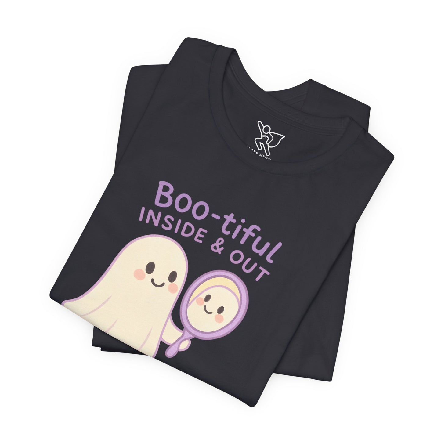 "Boo-tiful Inside Out" Ghost Tee, Cute Halloween Shirt, Unisex Short Sleeve T-Shirt, Fall Apparel, Spooky Vibes, Gift for Halloween Lovers