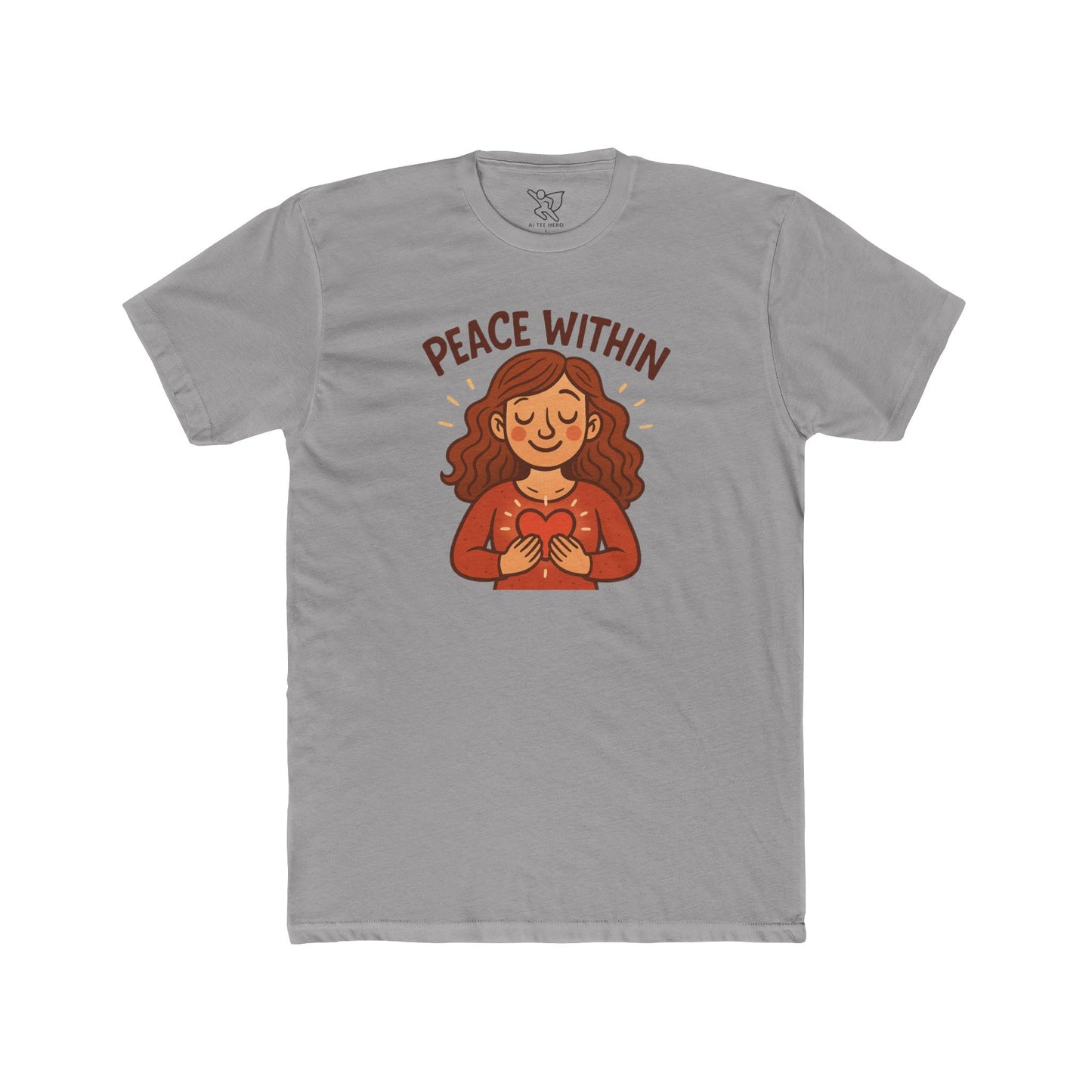 "Peace Within" Unisex Cotton Crew Tee, Relaxed Shirt, Mindfulness Apparel, Gift for Yoga Lovers, Inspirational Clothing - MINDSet Collection
