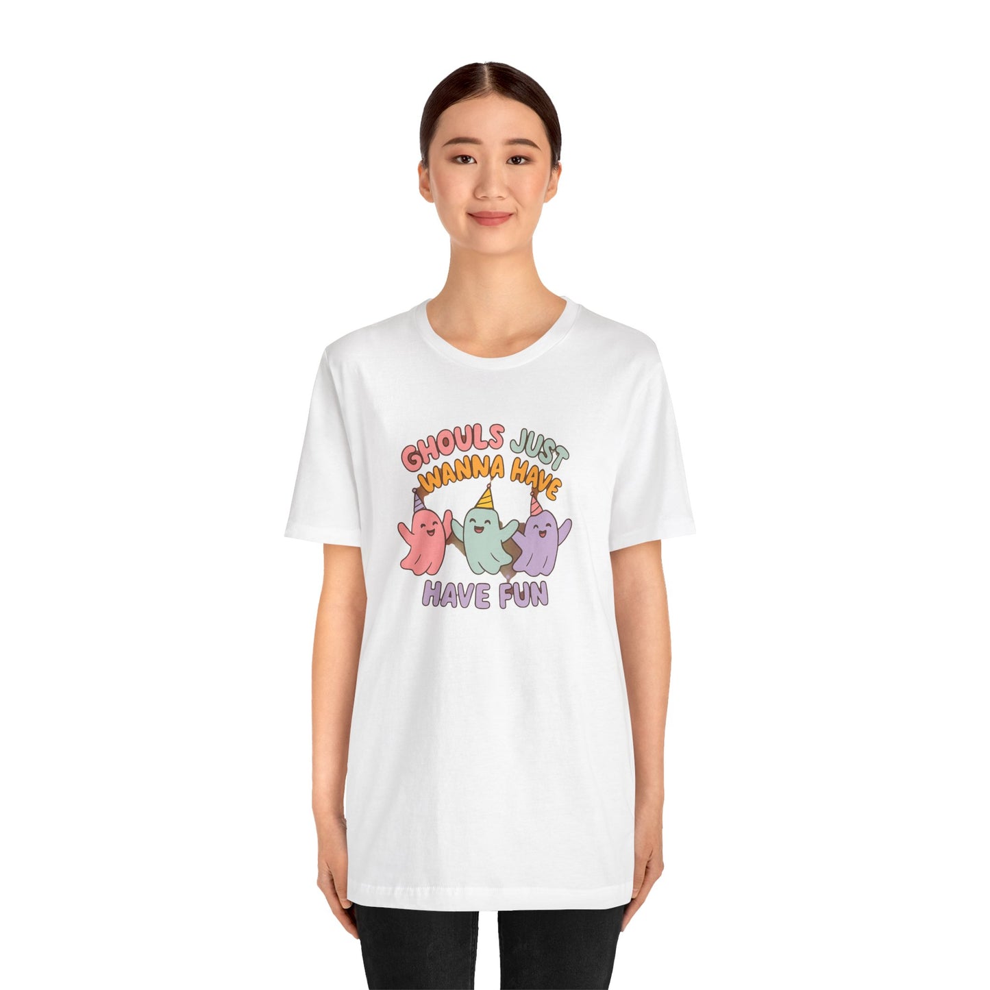"Ghouls Just Wanna Have Fun" T-Shirt for Halloween, Unisex Graphic Shirt, Cute Ghosts Tee, Casual Wear, Gift for Friends