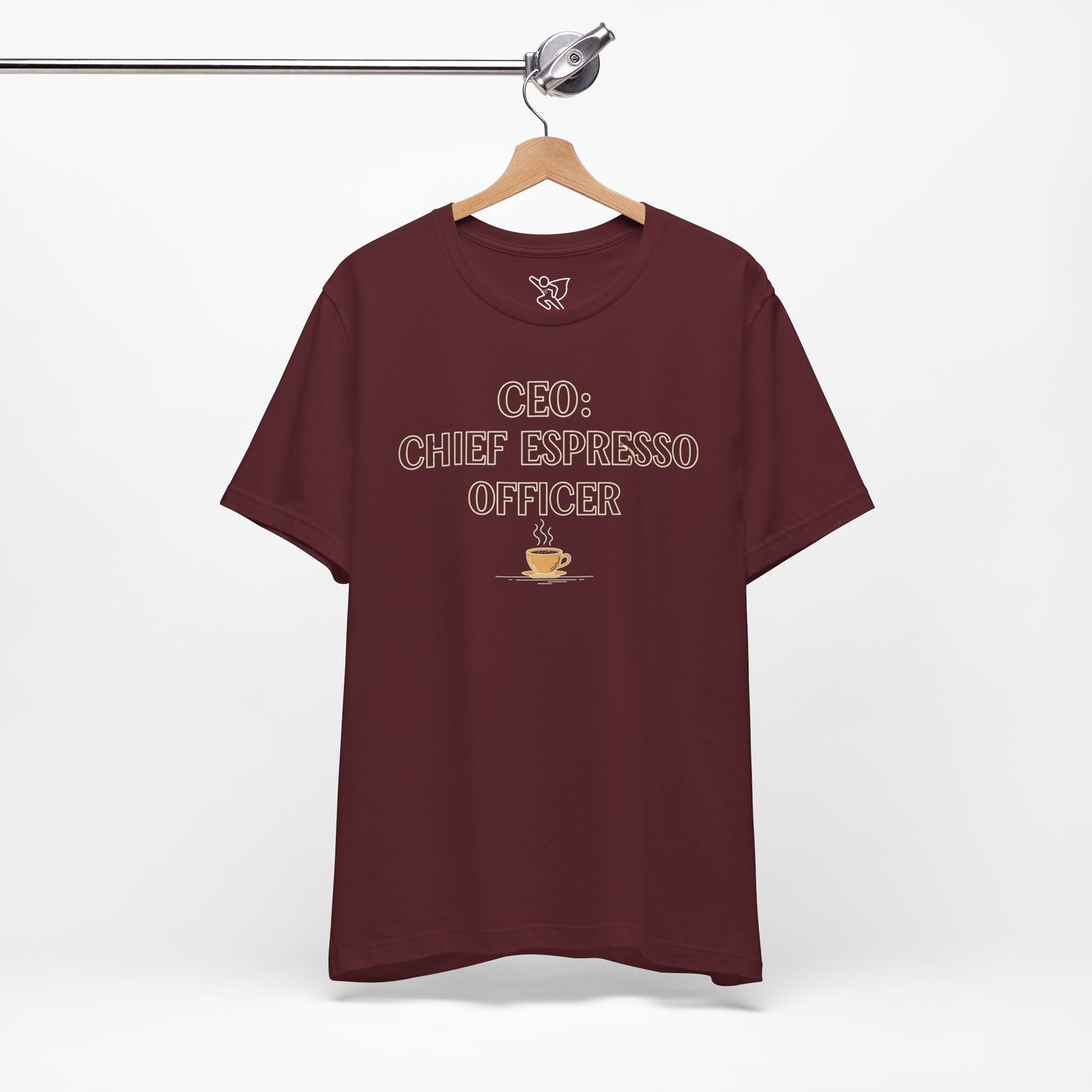 "CEO: Chief Espresso Officer" CW-1 Unisex Jersey T-Shirt for Baristas, Funny Coffee Shirt for Gifts, Perfect for Birthdays, Coffee Shop Outfits