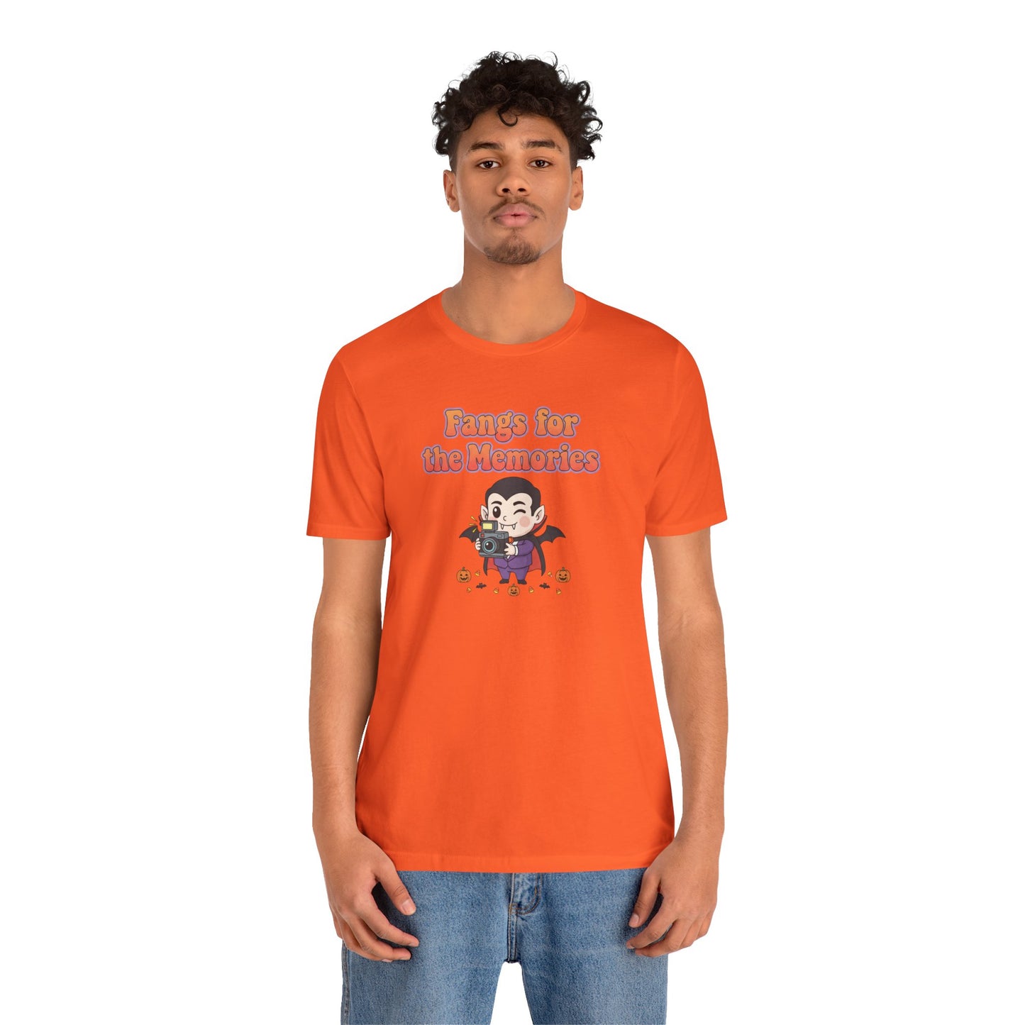 "Fangs for the Memories" Unisex Short Sleeve Shirt, Casual Halloween Outfit, Gift for Spooky Season, Halloween Shirt