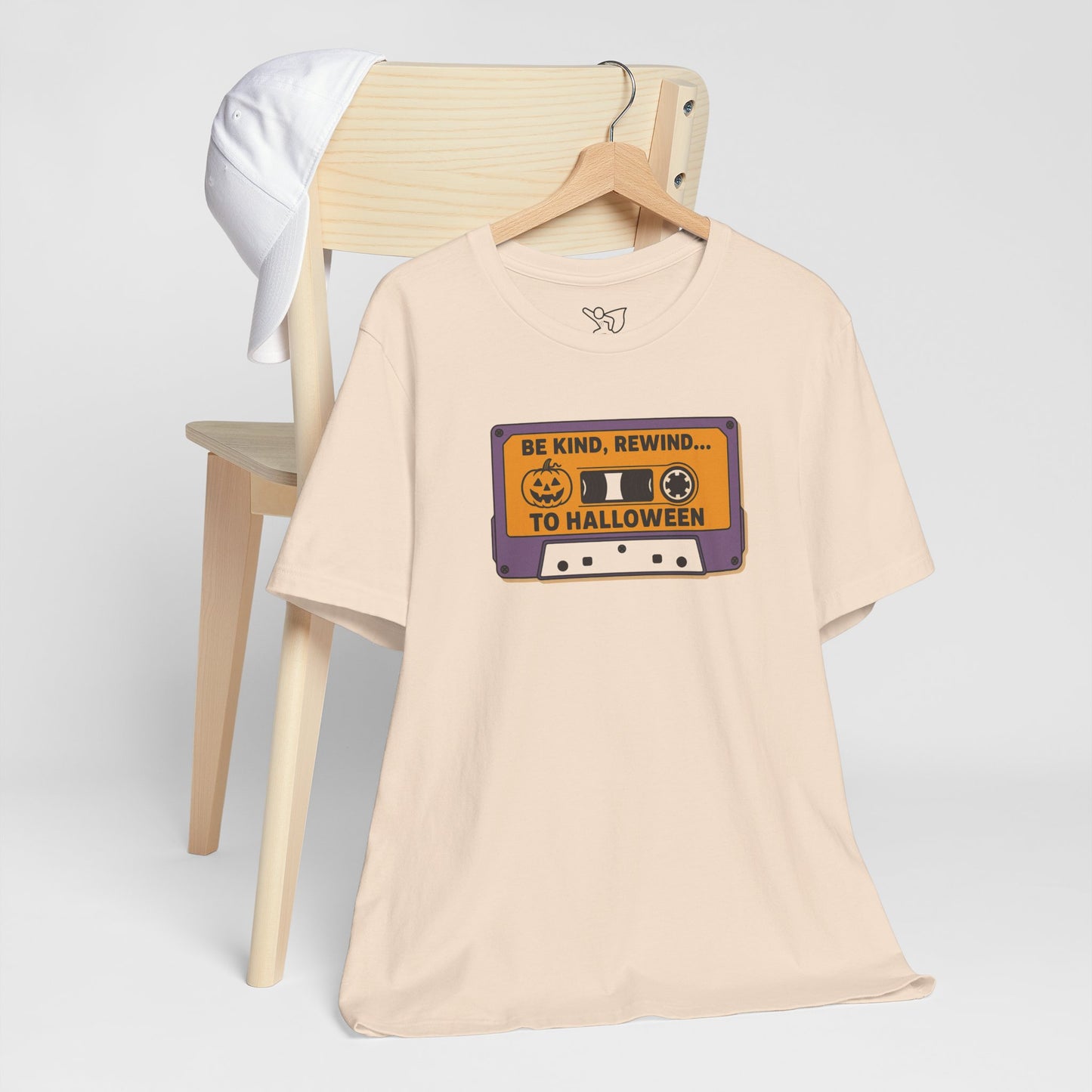 "Be Kind, Rewind to Halloween" T-Shirt, Unisex Casual Wear, Spooky Season Top, Vintage Style Shirt