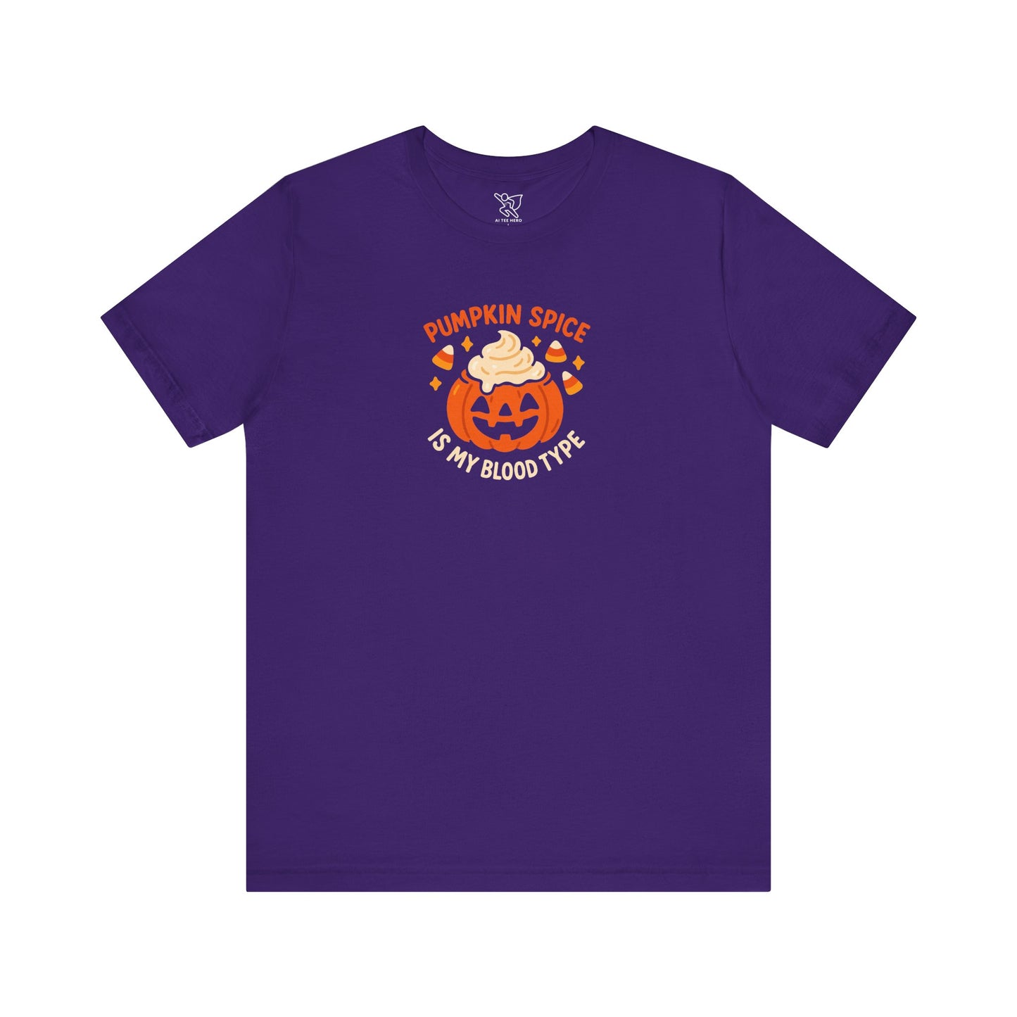 "Pumpkin Spice is My Blood Type" Short Sleeve Tee Fall Fashion, Halloween Shirt, Coffee Lover Gift, Autumn Wardrobe, Seasonal Tee