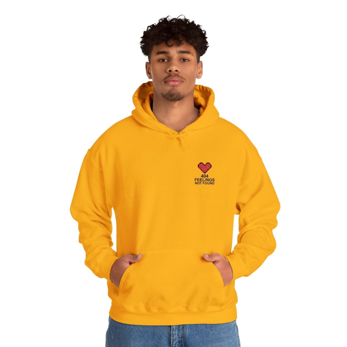 "404 Feelings Not Found" Embroidery Design Unisex Heavy Blend™ Hooded Sweatshirt - AI Tee Hero